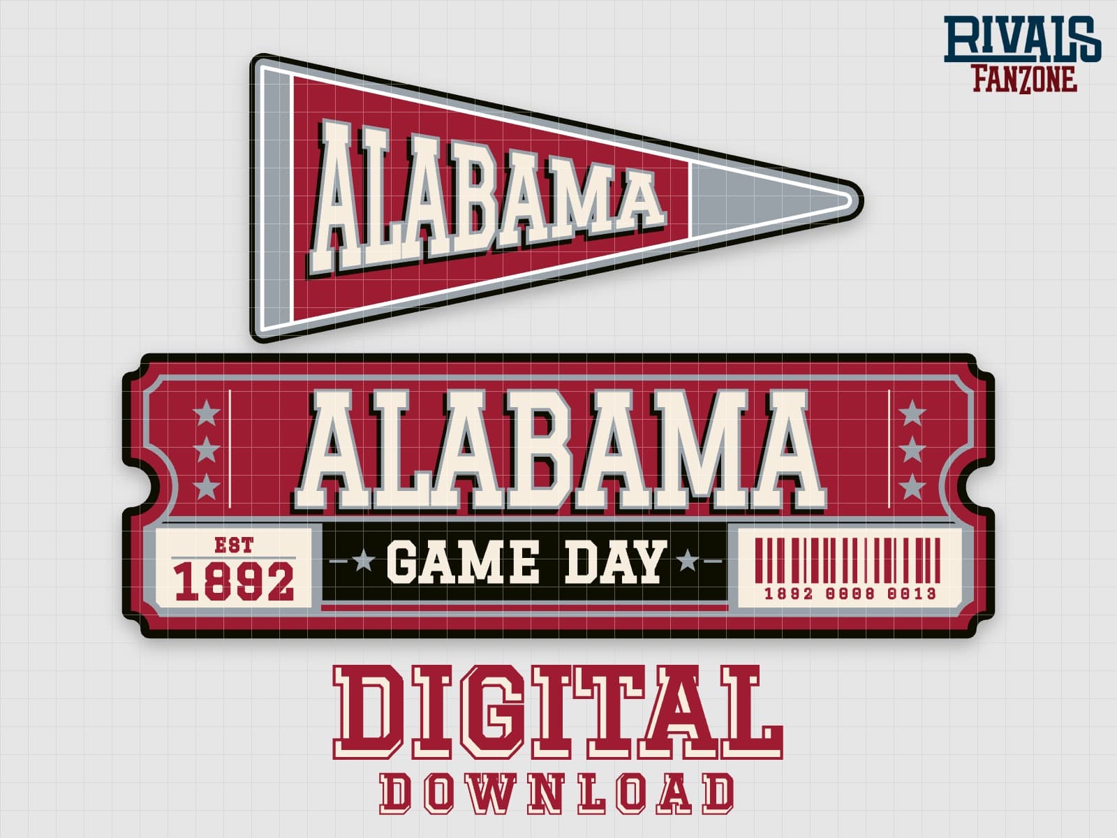 Alabama Pennant & Ticket SVG – Cricut Cut Files — preview 1