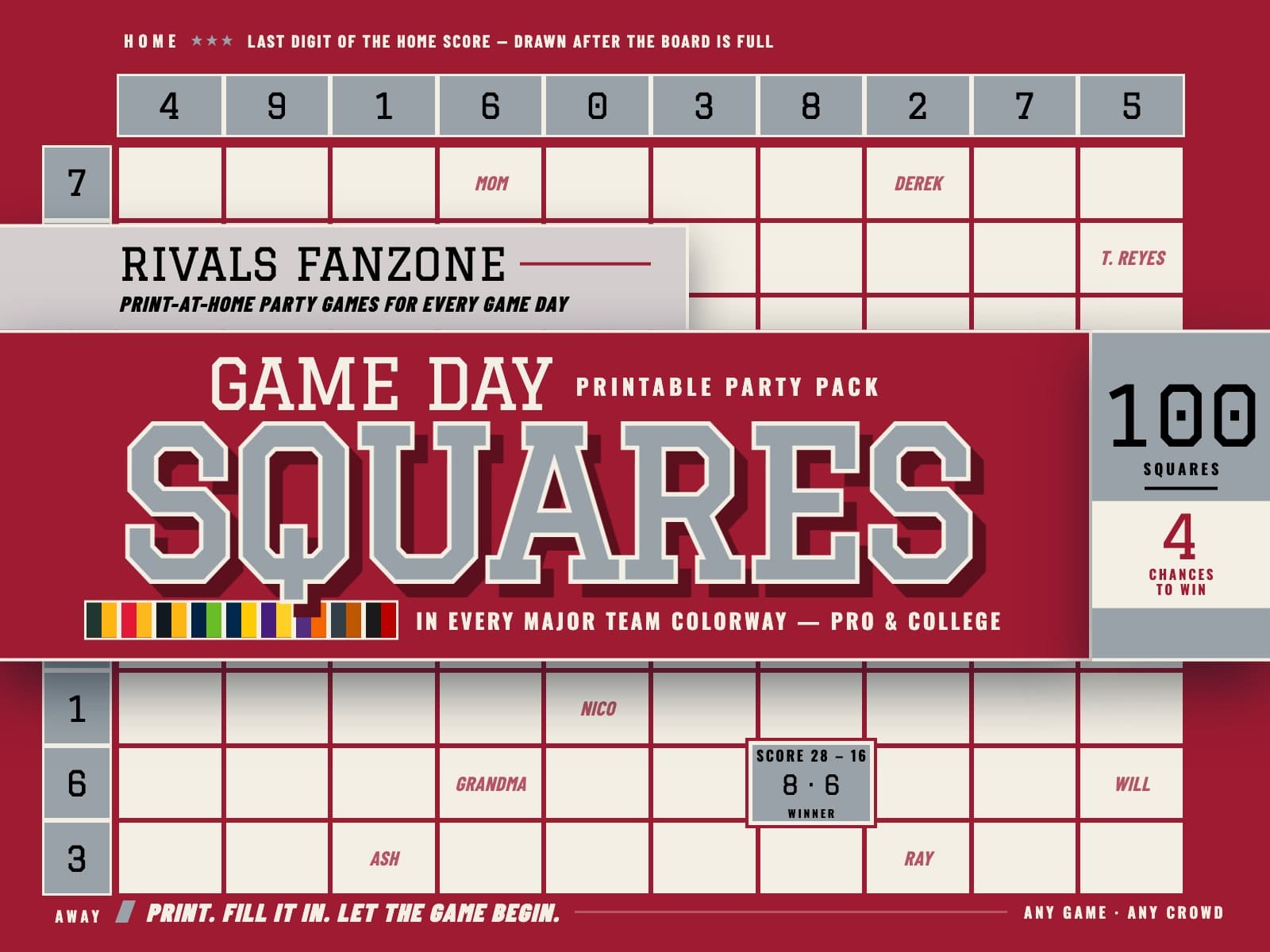 Alabama Football Squares — preview 1