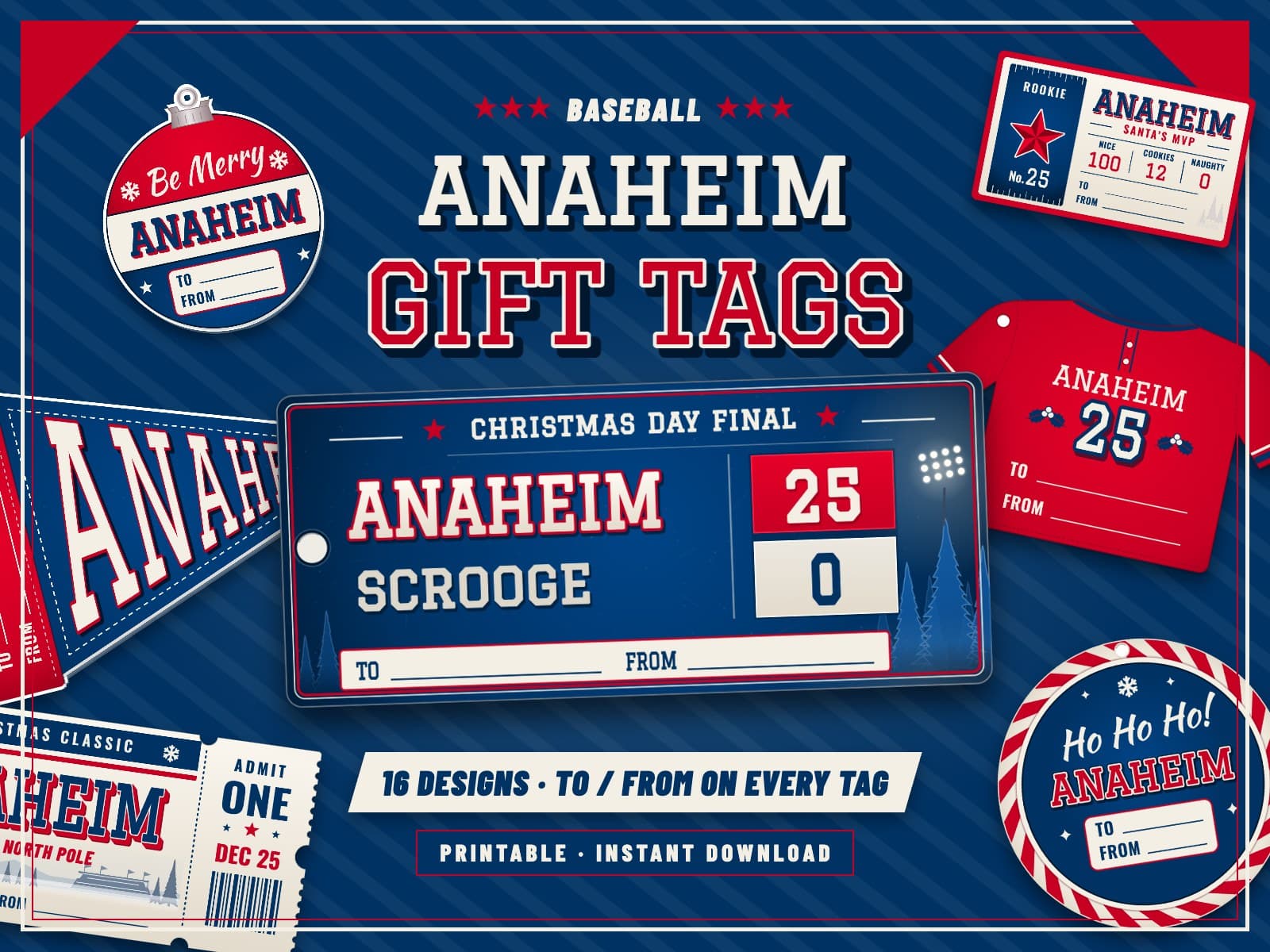 Anaheim Baseball Game Day Gift Tags – 16 Printable Designs — preview 1