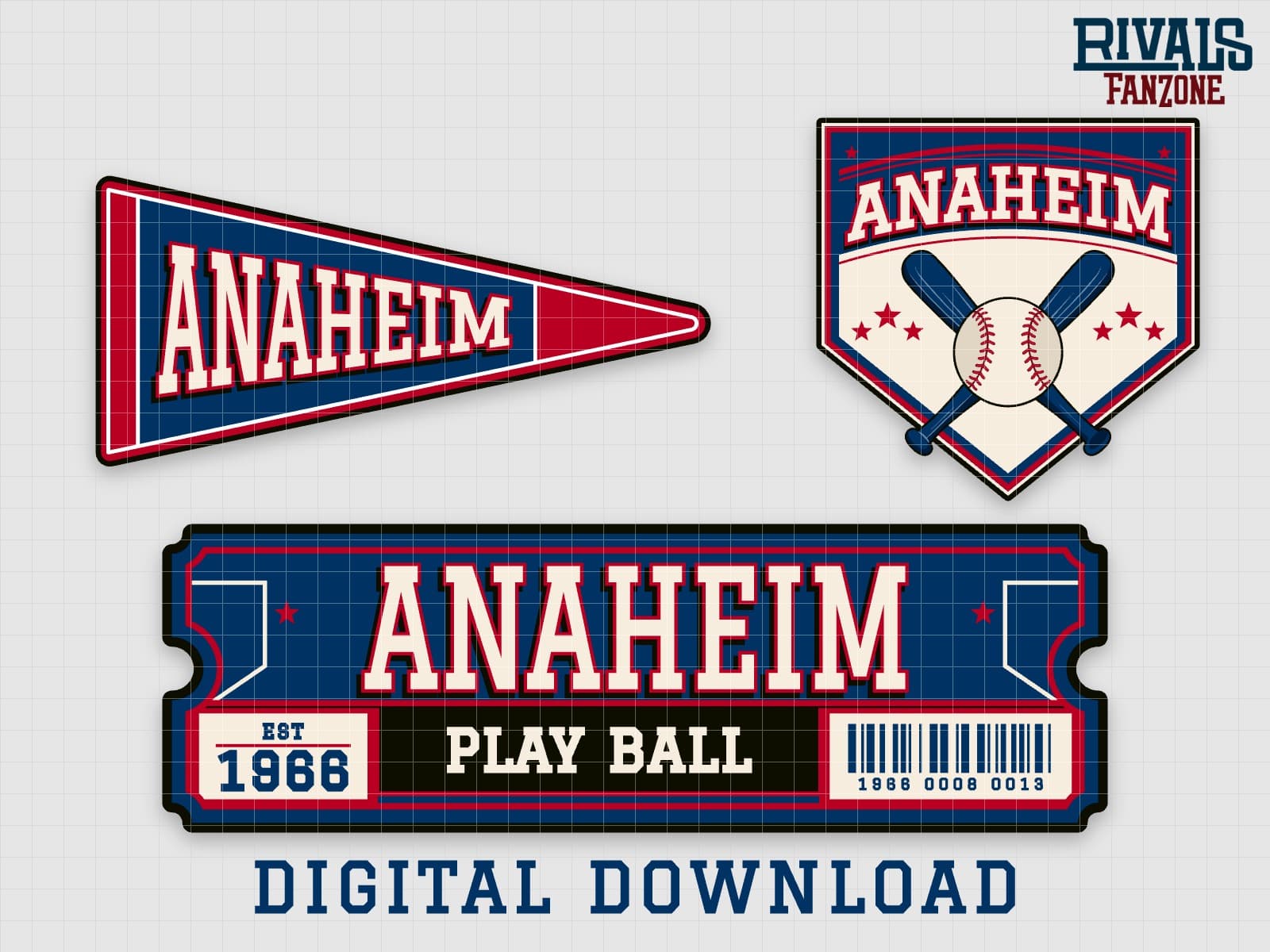 Anaheim Baseball Pennant, Ticket & Home Plate Sign SVG – Cricut Cut Files — preview 1