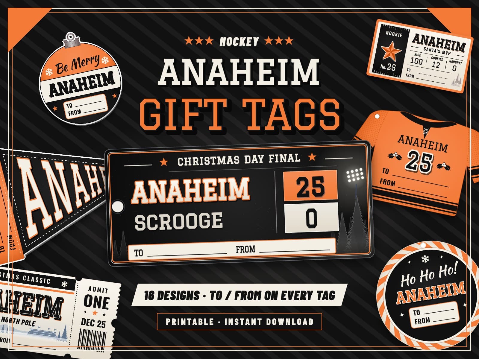 Anaheim Hockey Game Day Gift Tags – 16 Printable Designs — preview 1