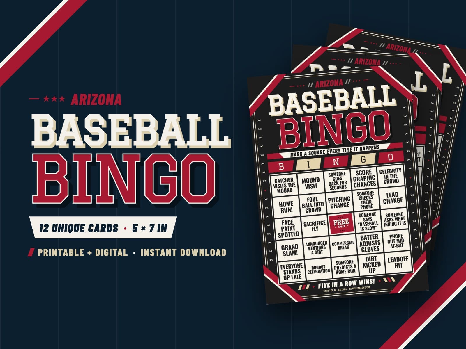 Arizona Baseball Bingo – 12 Card Pack — preview 1