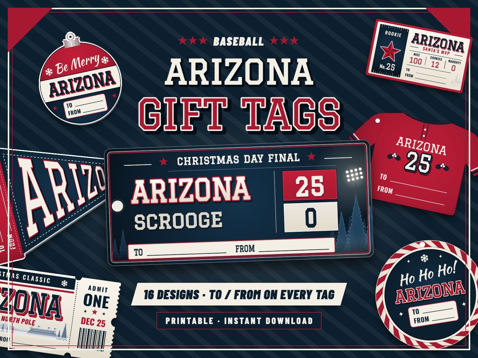 Arizona Baseball Game Day Gift Tags – 16 Printable Designs — preview 1