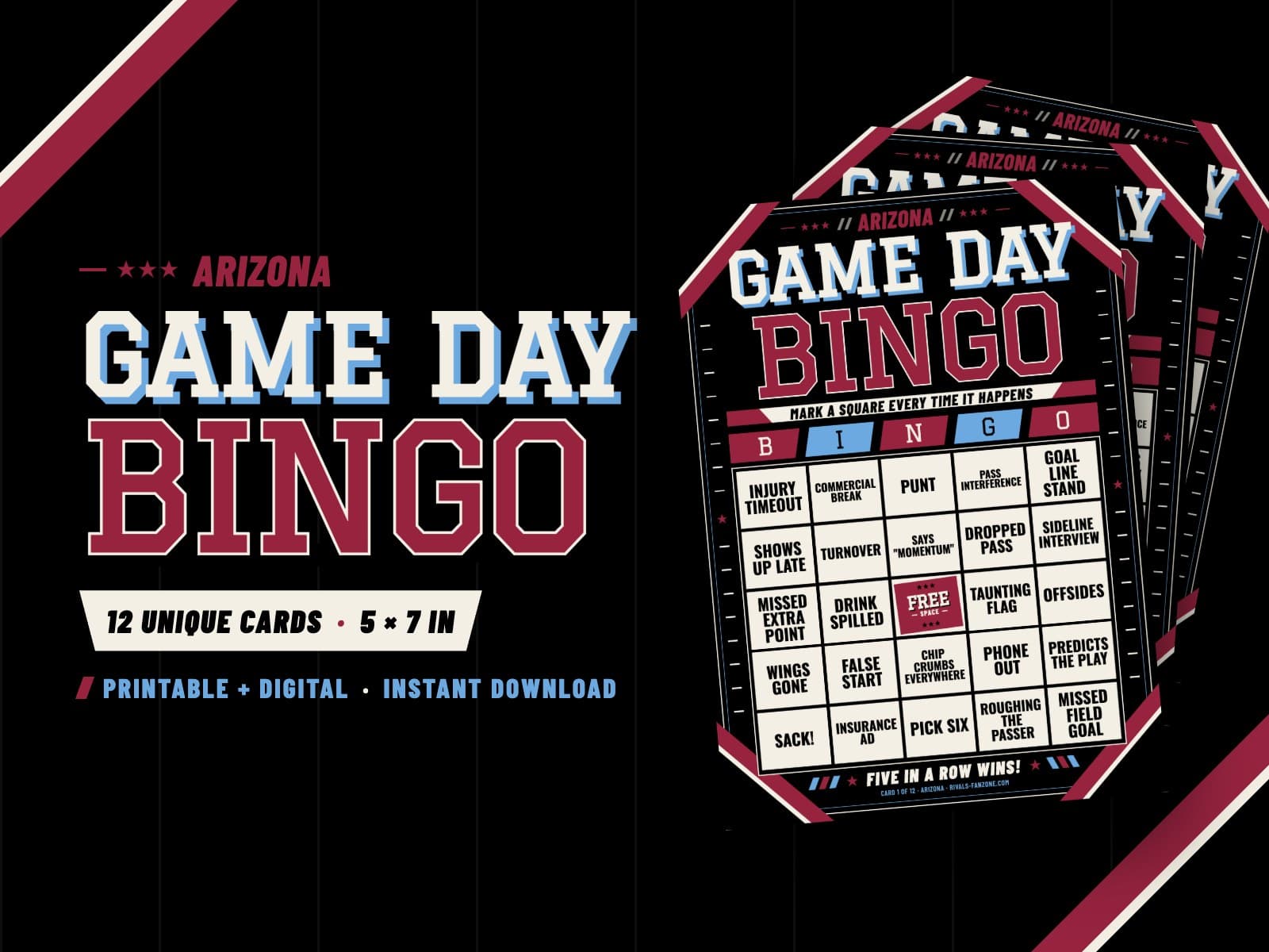 Arizona Game Day Bingo – 12 Card Pack — preview 1