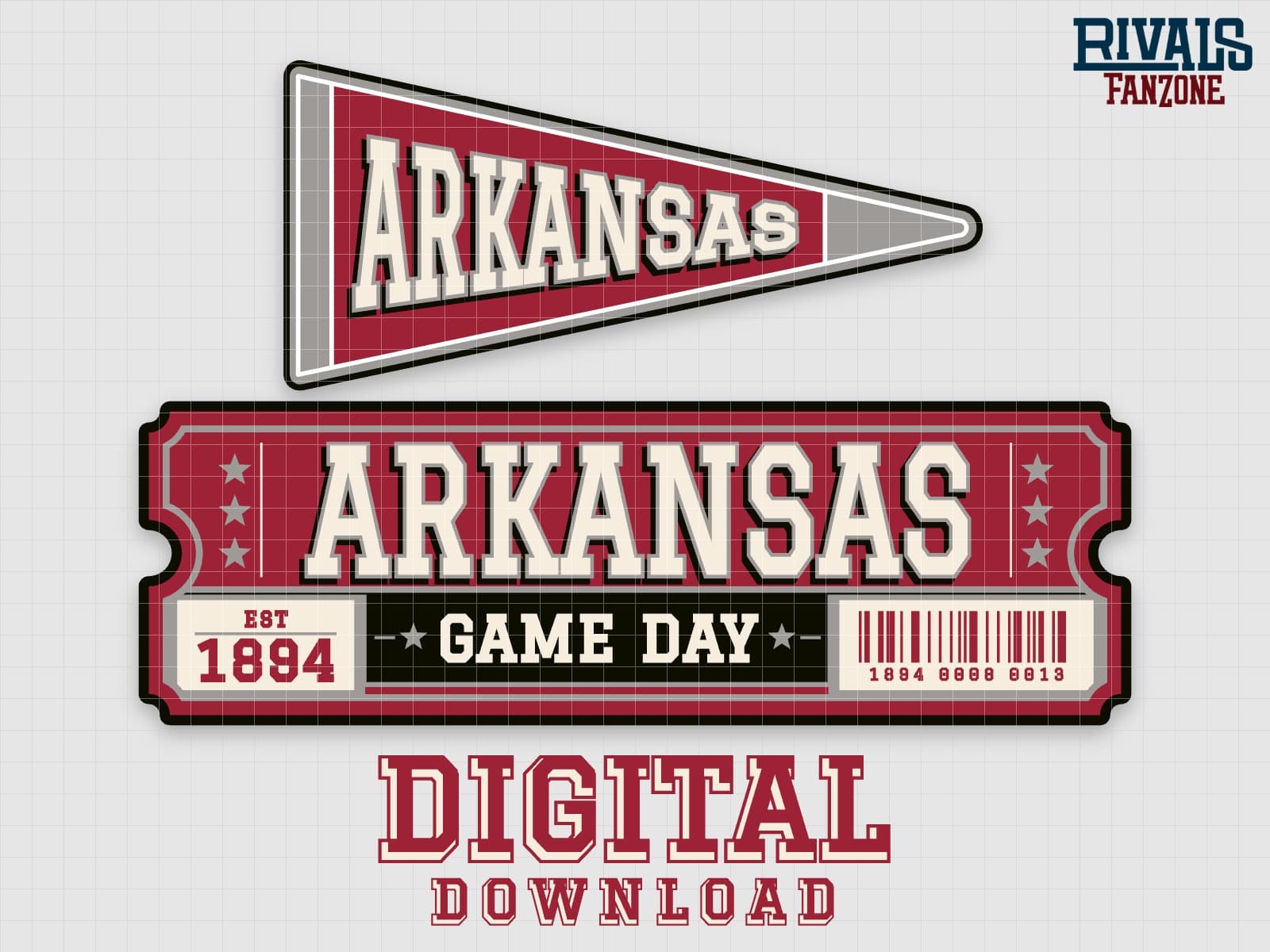 Arkansas Pennant & Ticket SVG – Cricut Cut Files — preview 1
