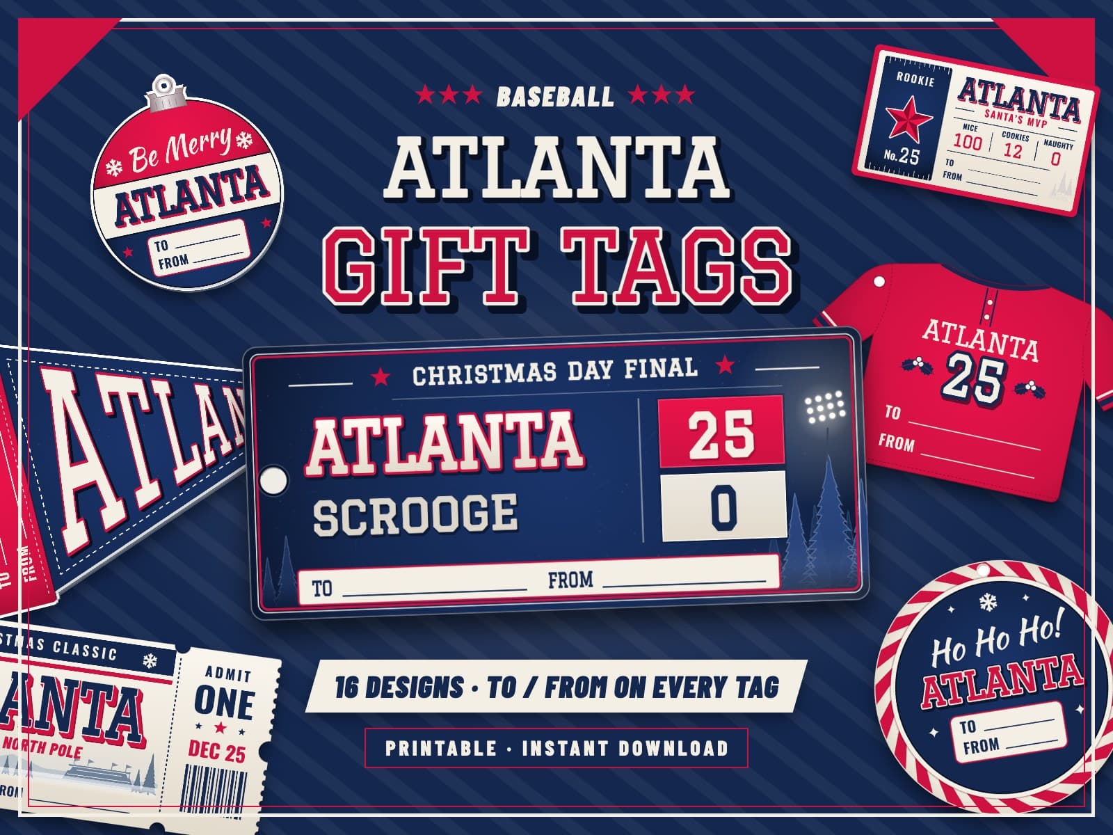 Atlanta Baseball Game Day Gift Tags – 16 Printable Designs — preview 1