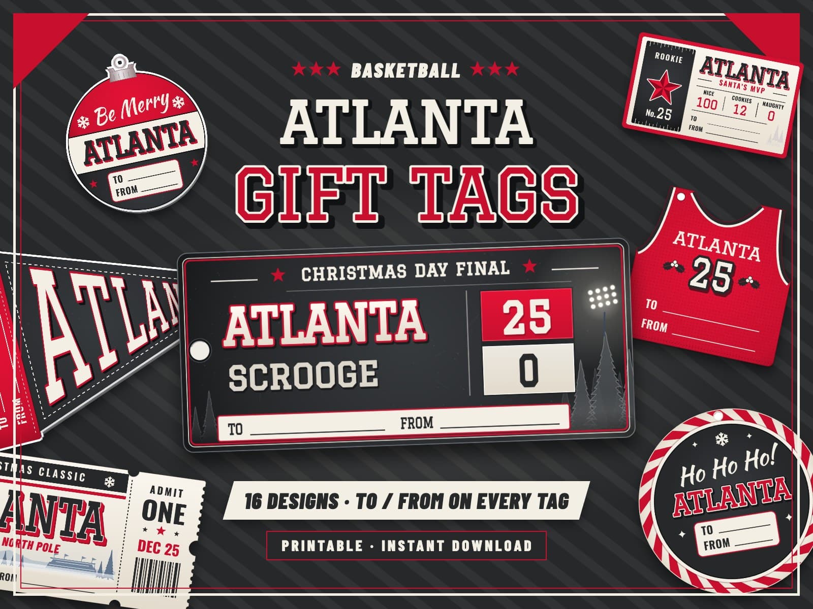 Atlanta Basketball Game Day Gift Tags – 16 Printable Designs — preview 1
