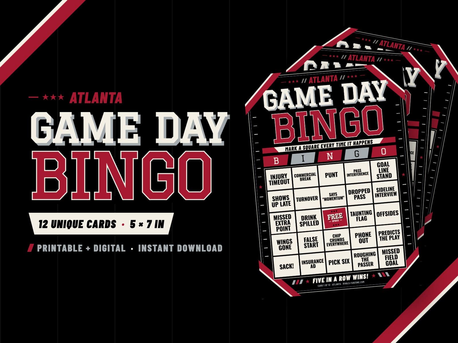 Atlanta Game Day Bingo – 12 Card Pack — preview 1