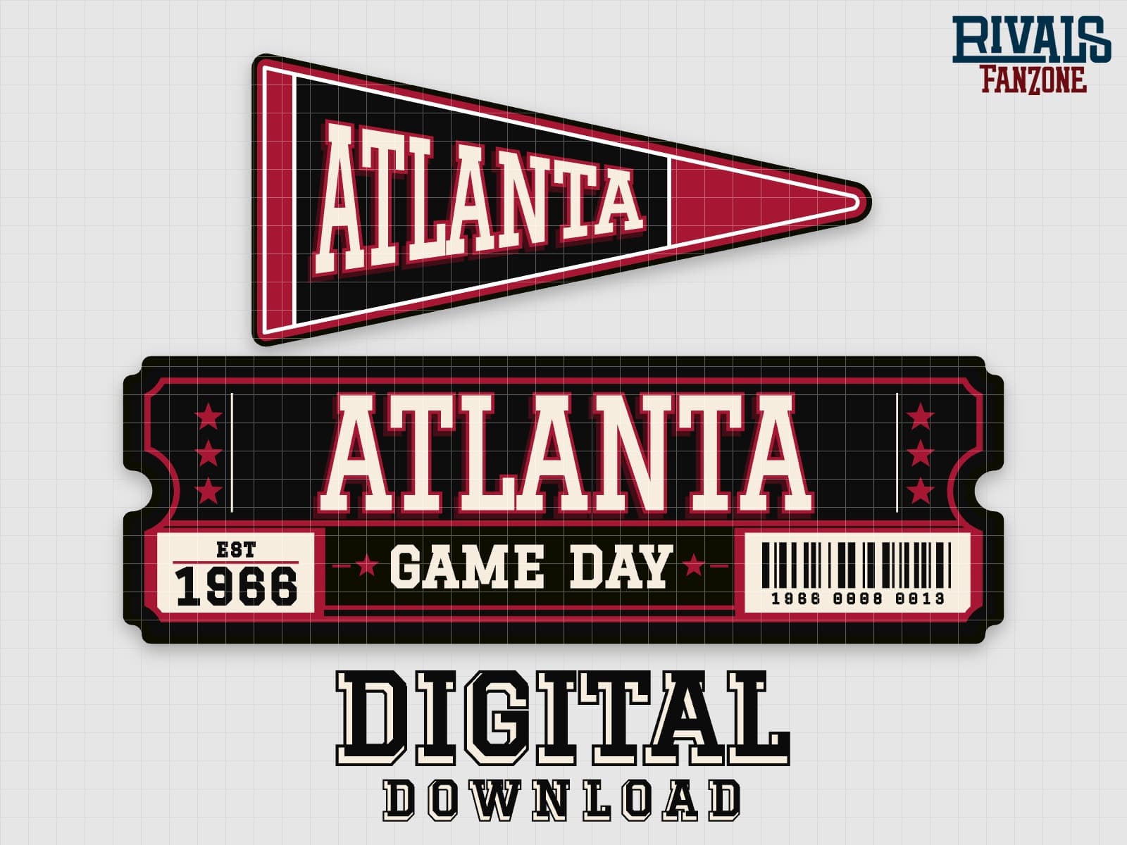 Atlanta Pennant & Ticket SVG – Cricut Cut Files — preview 1