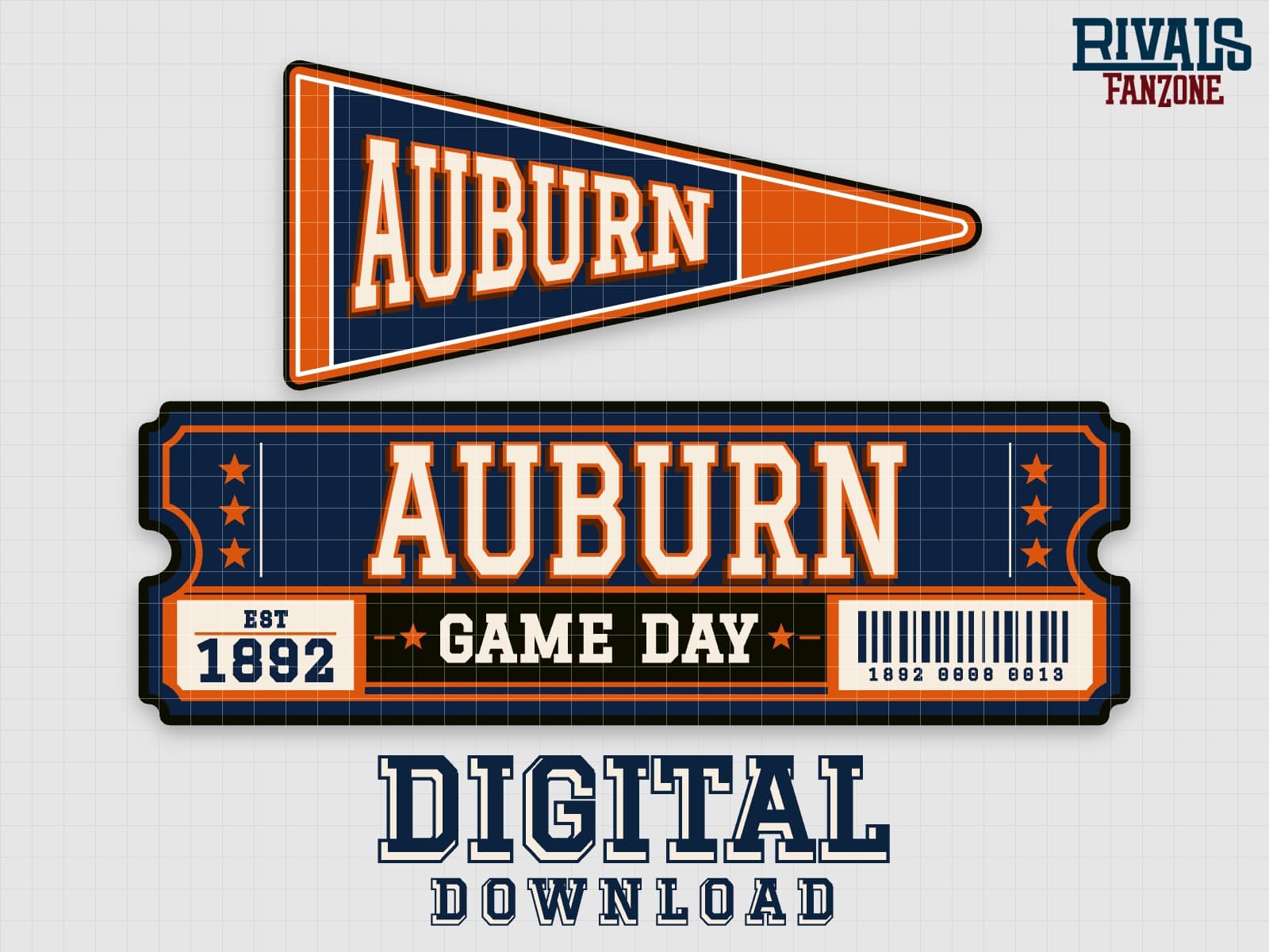 Auburn Pennant & Ticket SVG – Cricut Cut Files — preview 1