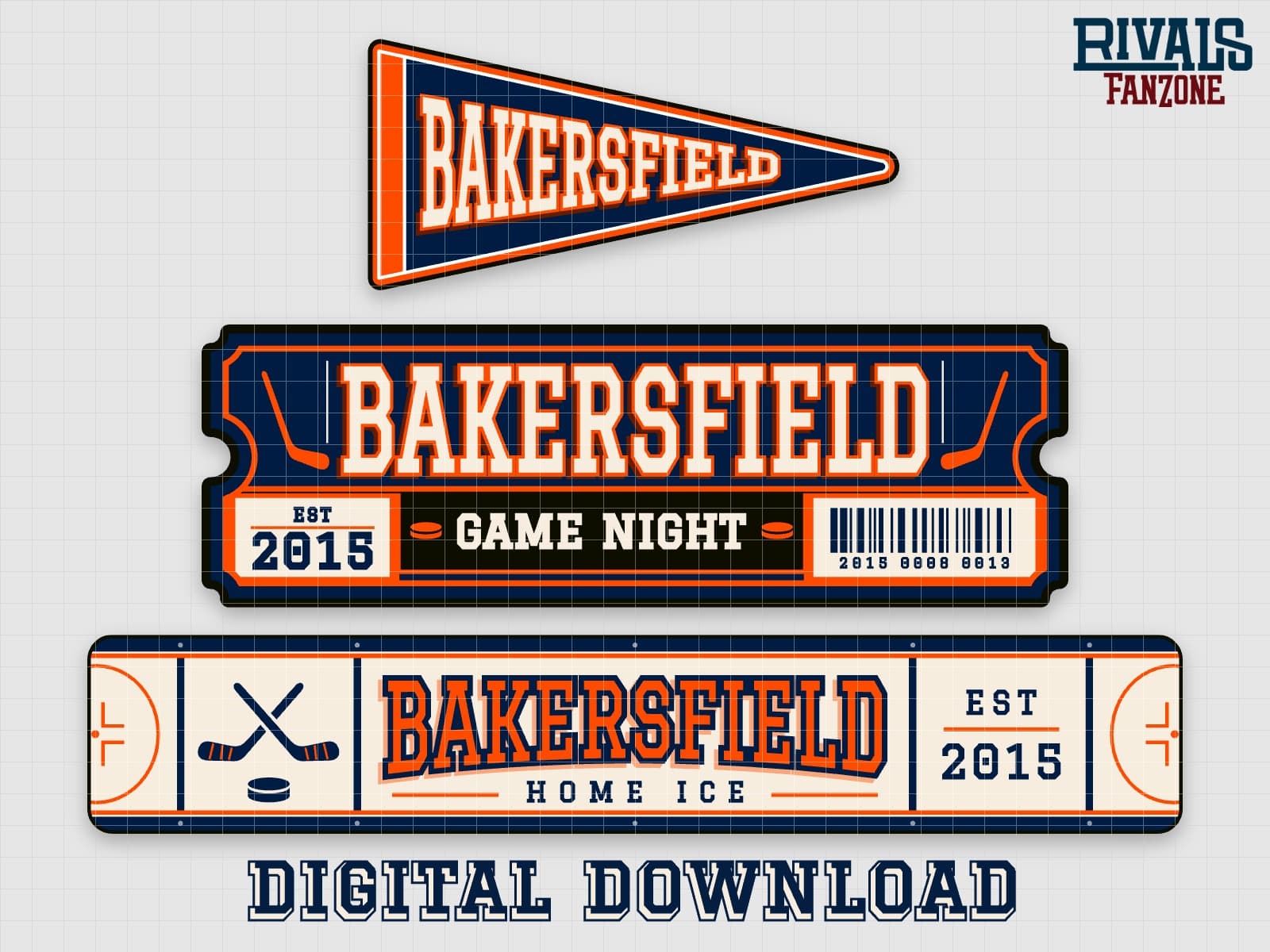 Bakersfield Farm Team Hockey Pennant, Ticket & Rink Sign SVG – Cricut Cut Files — preview 1