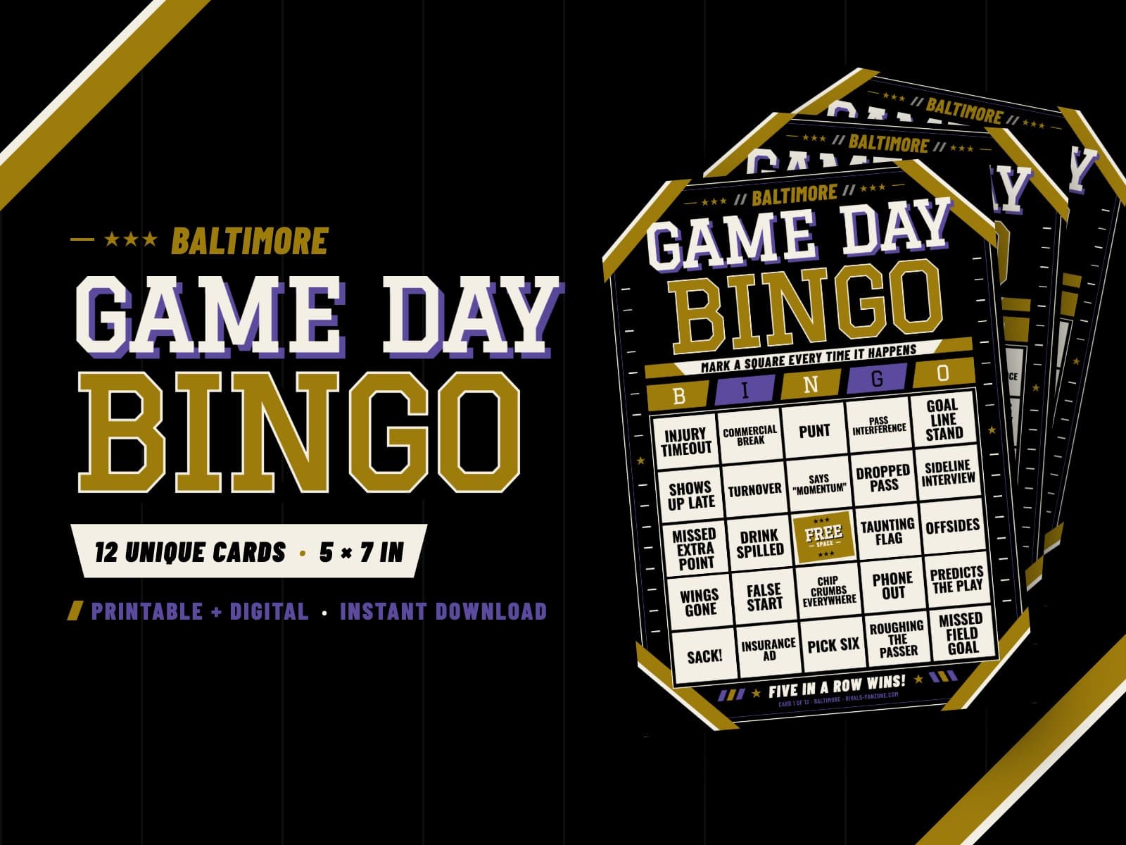 Baltimore Game Day Bingo – 12 Card Pack — preview 1