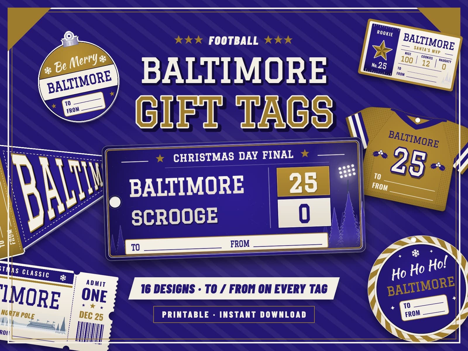 Baltimore Game Day Gift Tags – 16 Printable Designs — preview 1