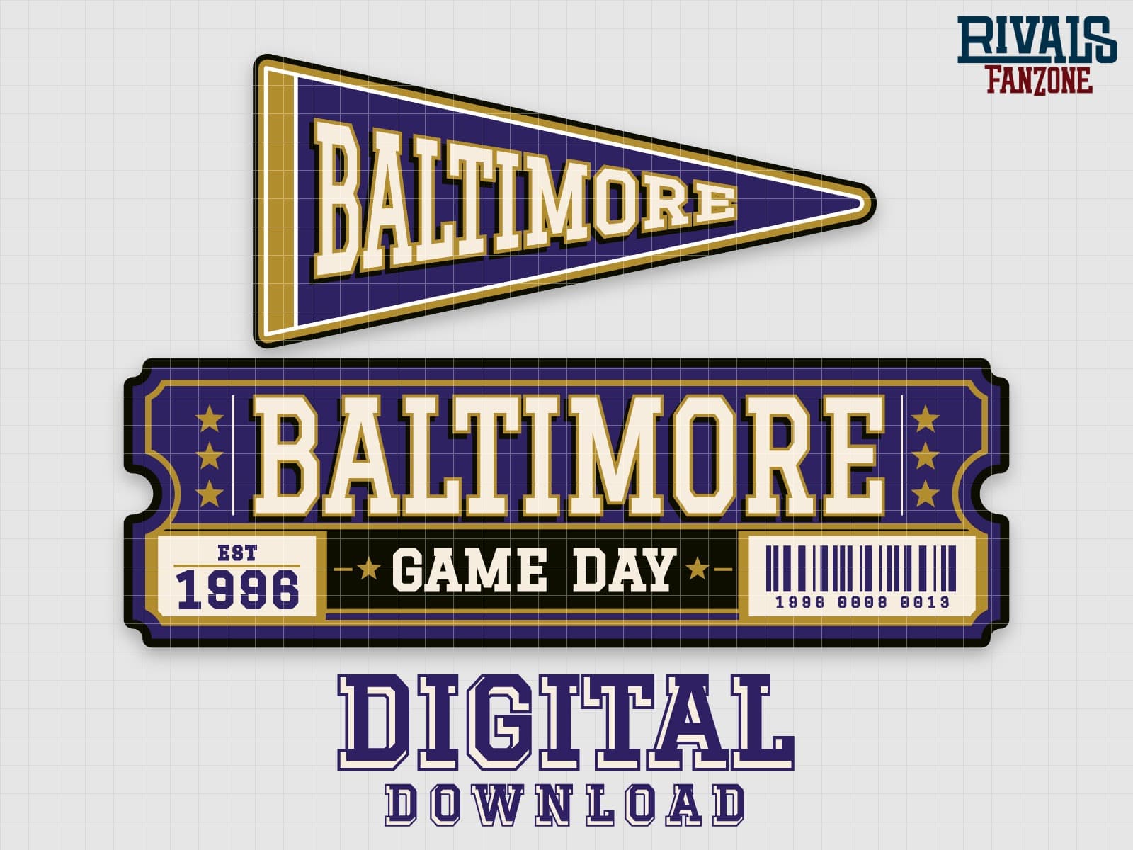 Baltimore Pennant & Ticket SVG – Cricut Cut Files — preview 1