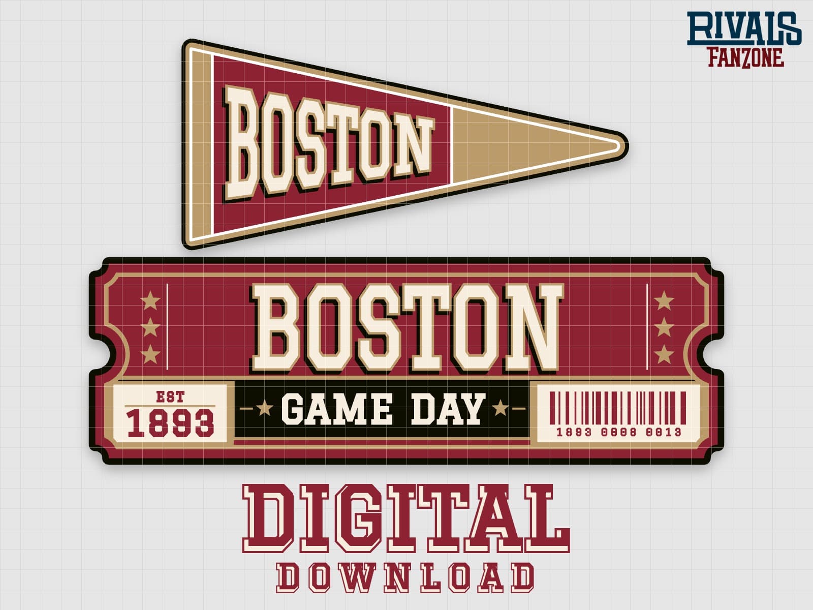 Boston Pennant & Ticket SVG – Cricut Cut Files — preview 1