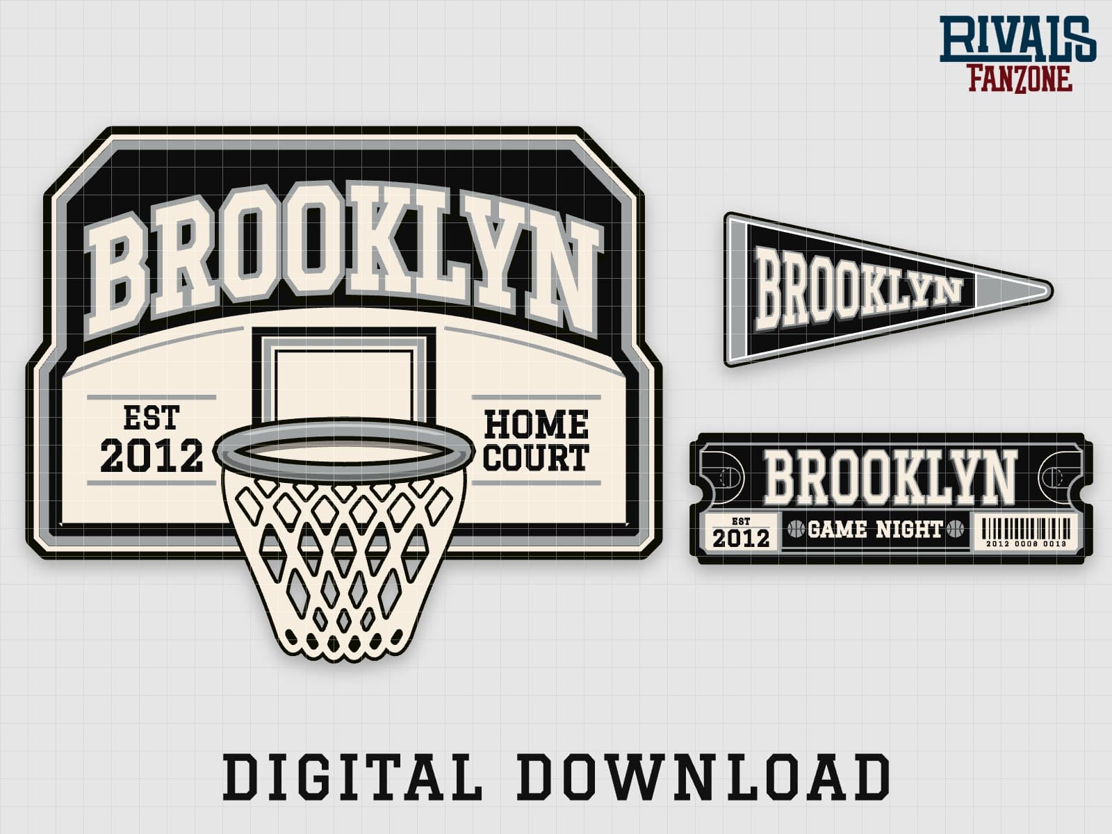 Brooklyn Basketball Pennant, Ticket & Backboard Sign SVG – Cricut Cut Files — preview 1