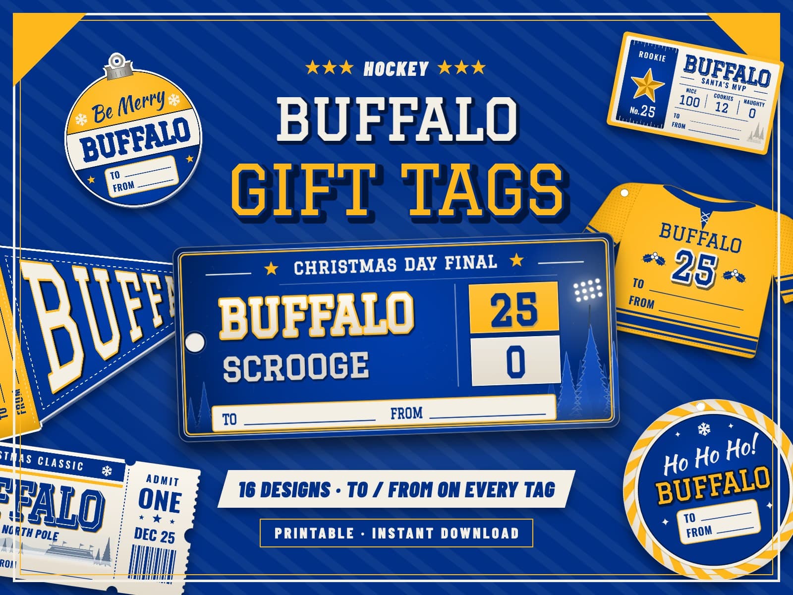 Buffalo Hockey Game Day Gift Tags – 16 Printable Designs — preview 1