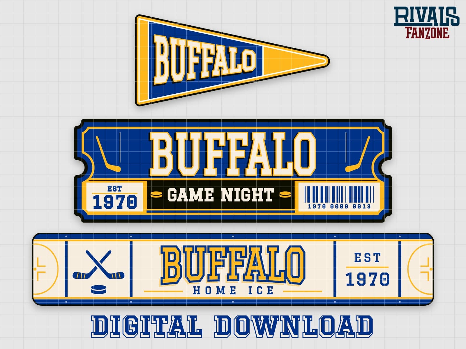 Buffalo Hockey Pennant, Ticket & Rink Sign SVG – Cricut Cut Files — preview 1