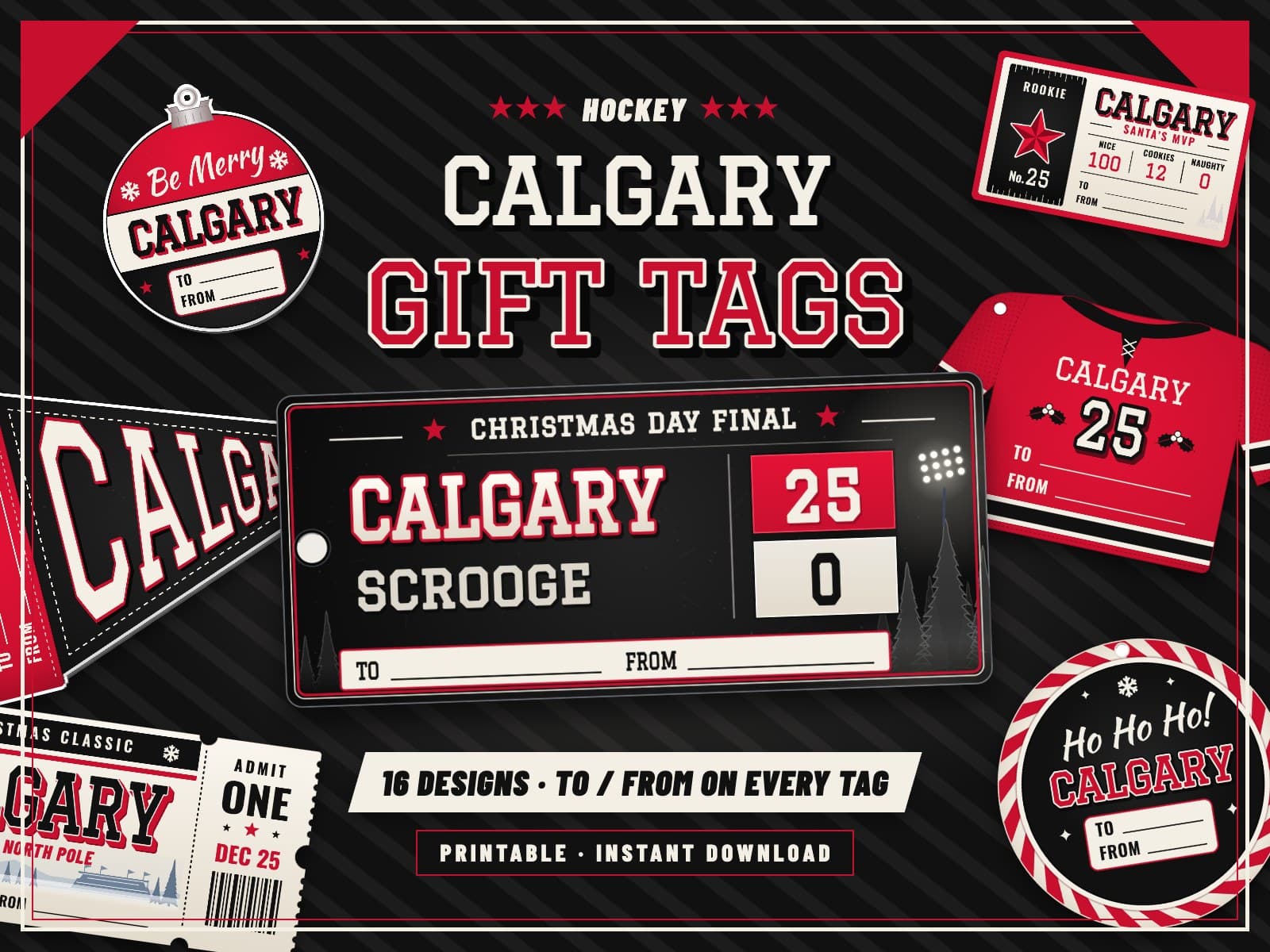 Calgary Hockey Game Day Gift Tags – 16 Printable Designs — preview 1
