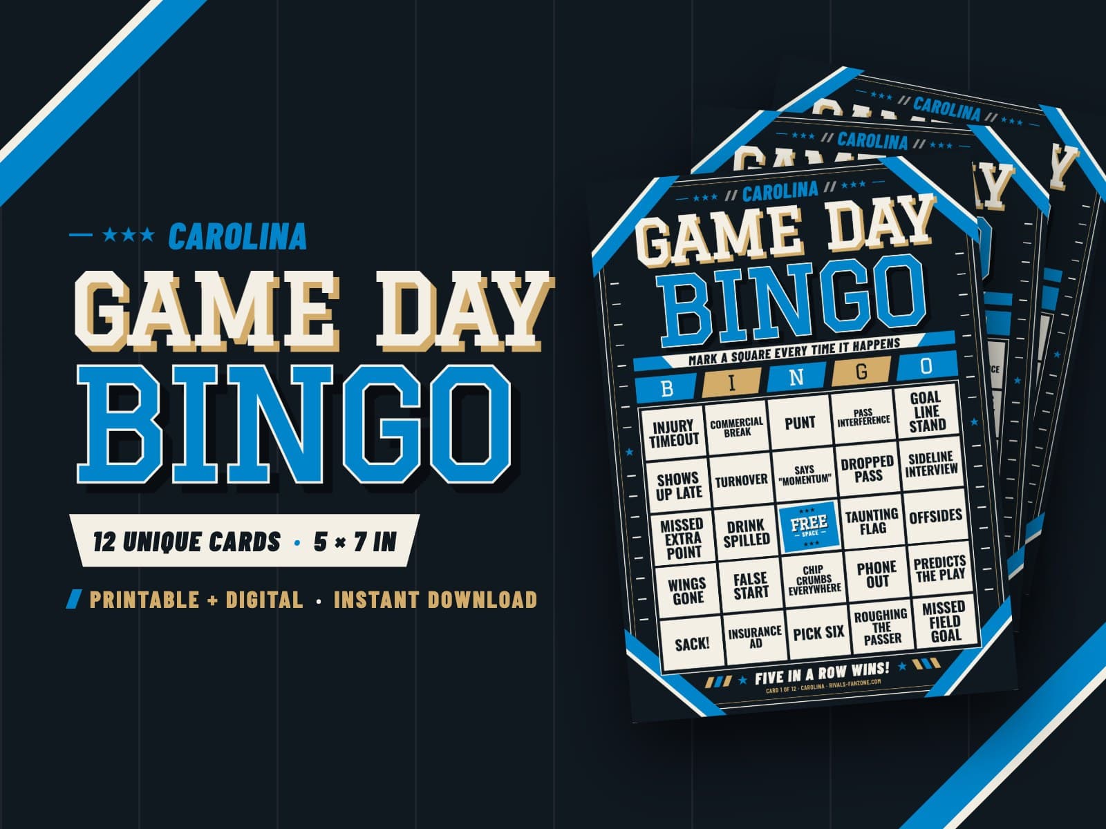 Carolina Game Day Bingo – 12 Card Pack — preview 1