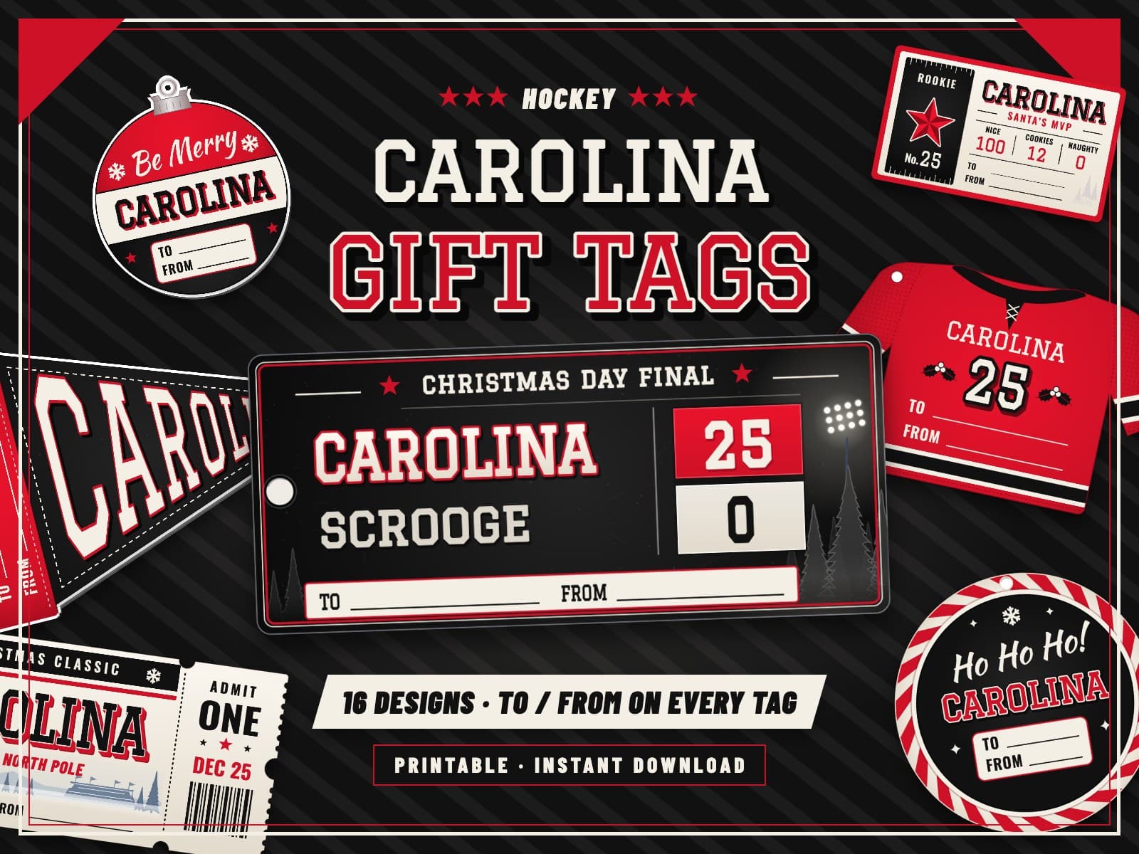 Carolina Hockey Game Day Gift Tags – 16 Printable Designs — preview 1