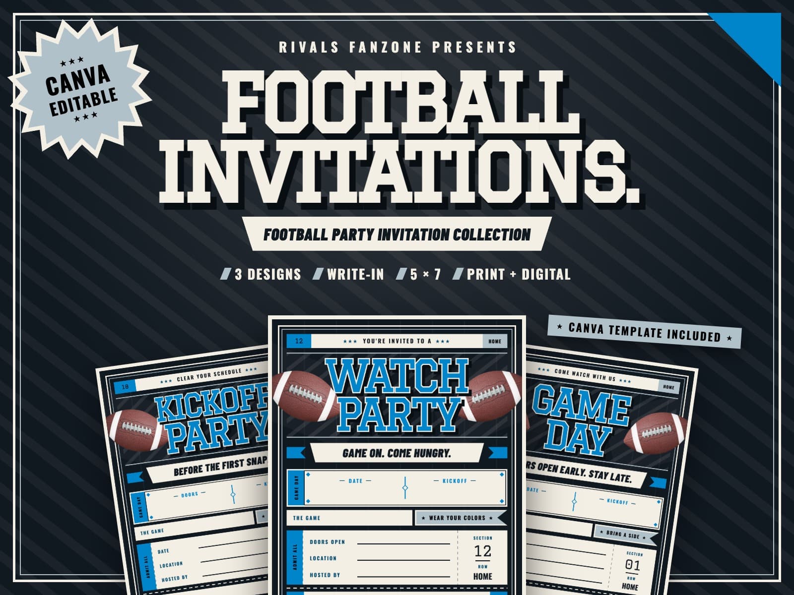Carolina Football Party Invitations — preview 1