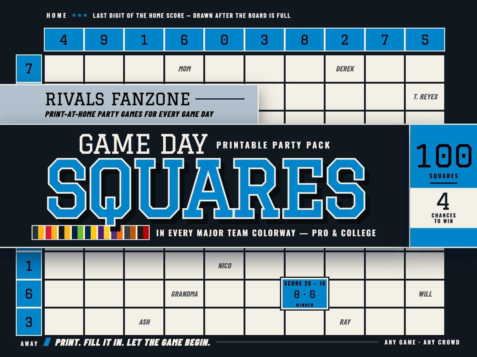 Carolina Football Squares — preview 1
