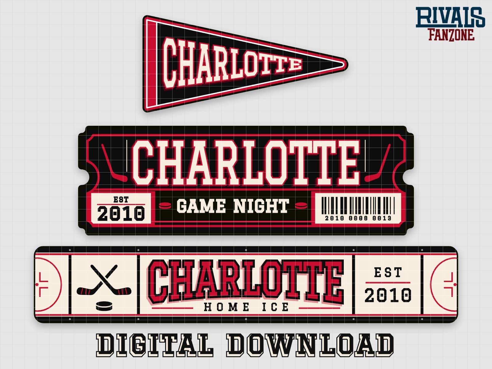 Carolina Farm Team Hockey Pennant, Ticket & Rink Sign SVG – Cricut Cut Files — preview 1