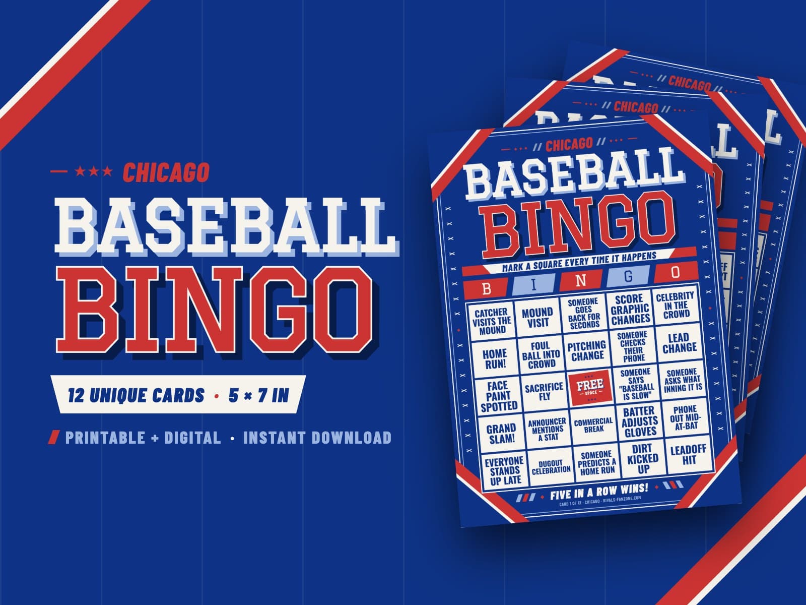 Chicago North Side Baseball Bingo – 12 Card Pack — preview 1