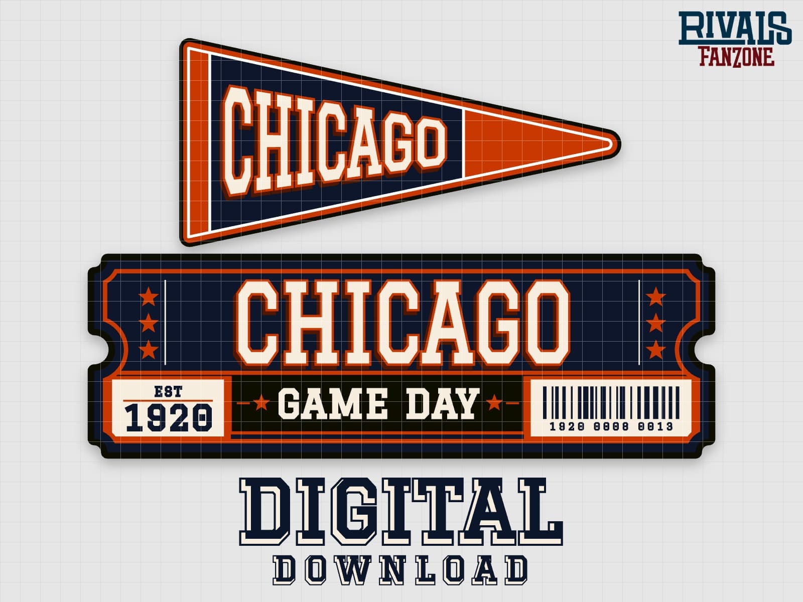 Chicago Pennant & Ticket SVG – Cricut Cut Files — preview 1