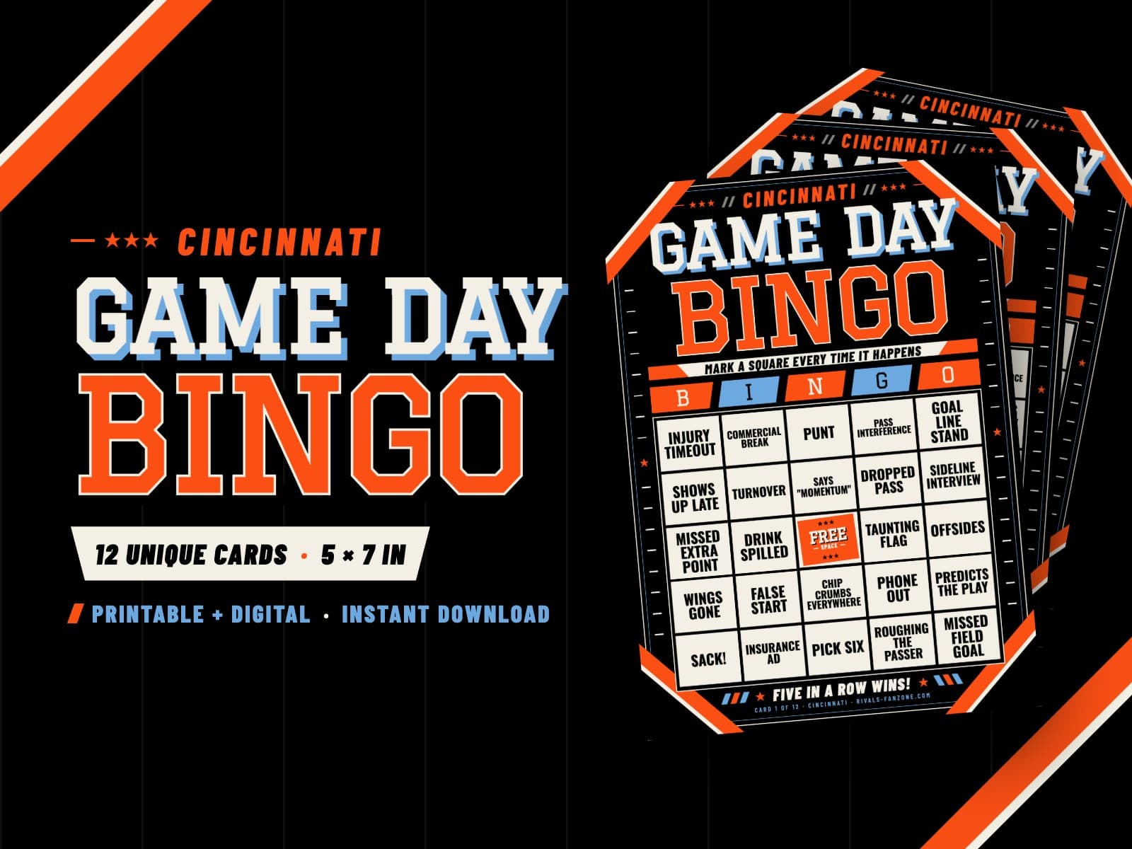 Cincinnati Game Day Bingo – 12 Card Pack — preview 1