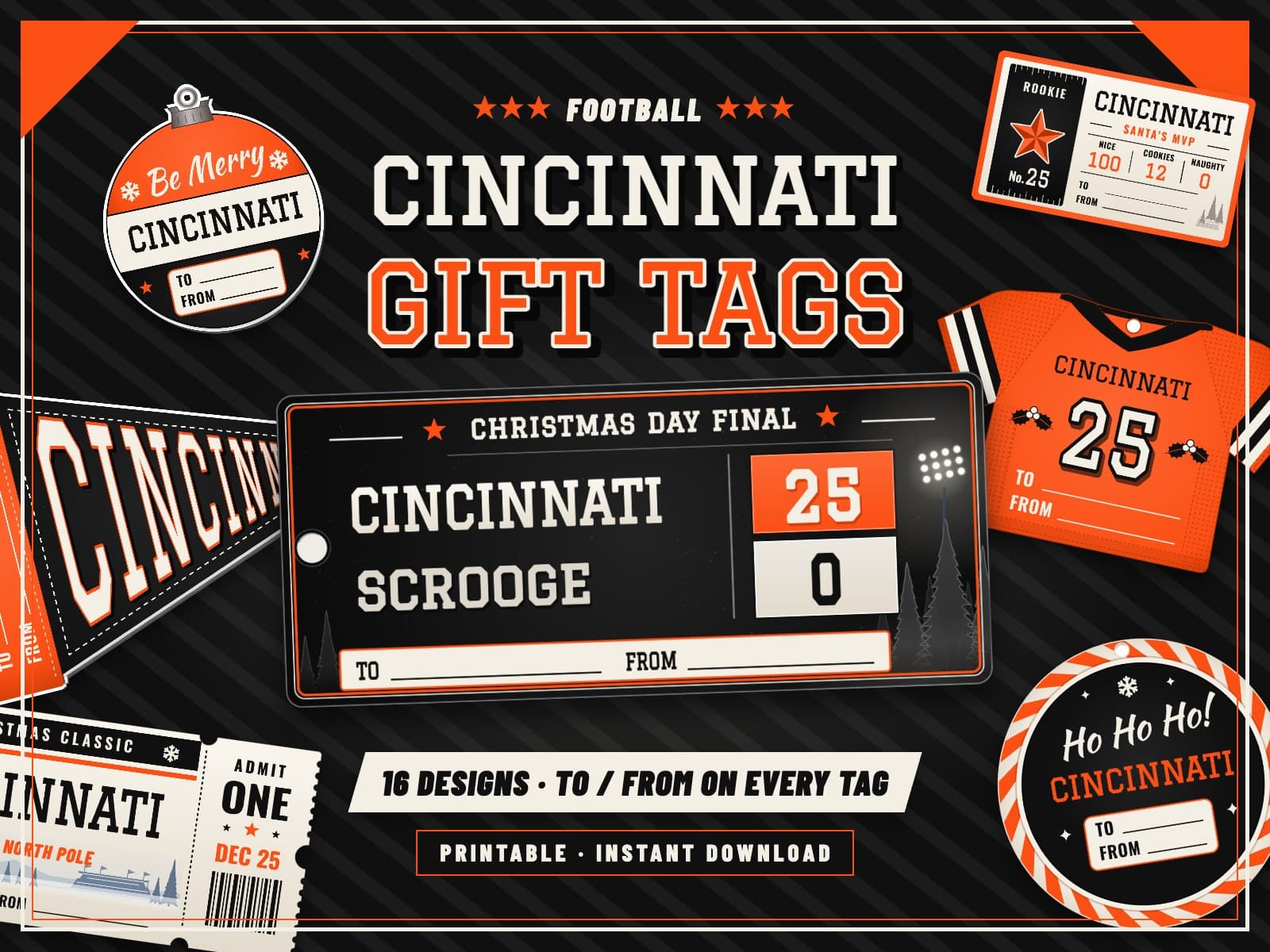 Cincinnati Game Day Gift Tags – 16 Printable Designs — preview 1