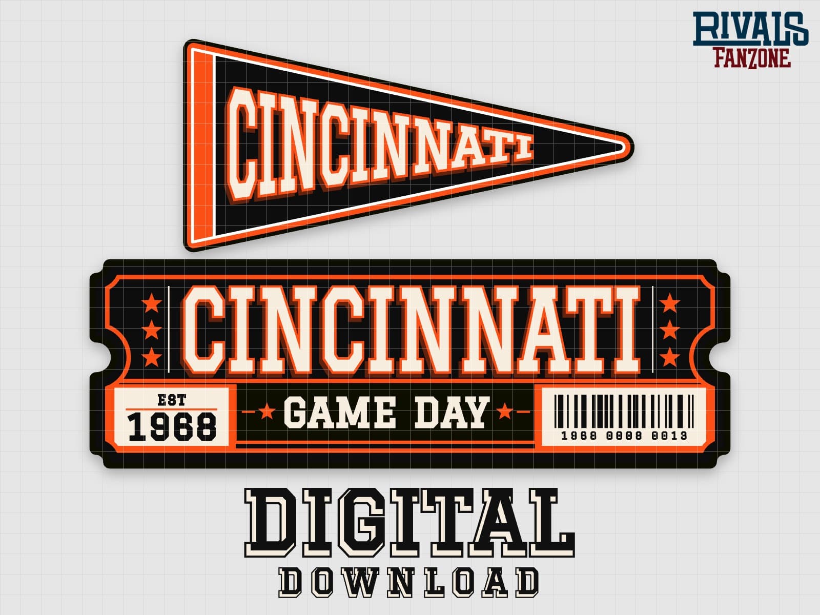 Cincinnati Pennant & Ticket SVG – Cricut Cut Files — preview 1