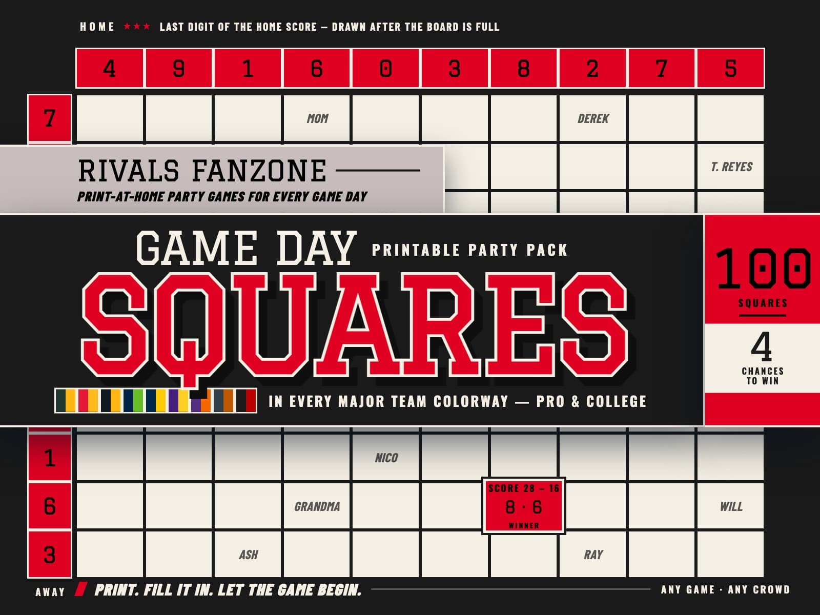 Cincinnati College Football Squares (Red & Black) — preview 1