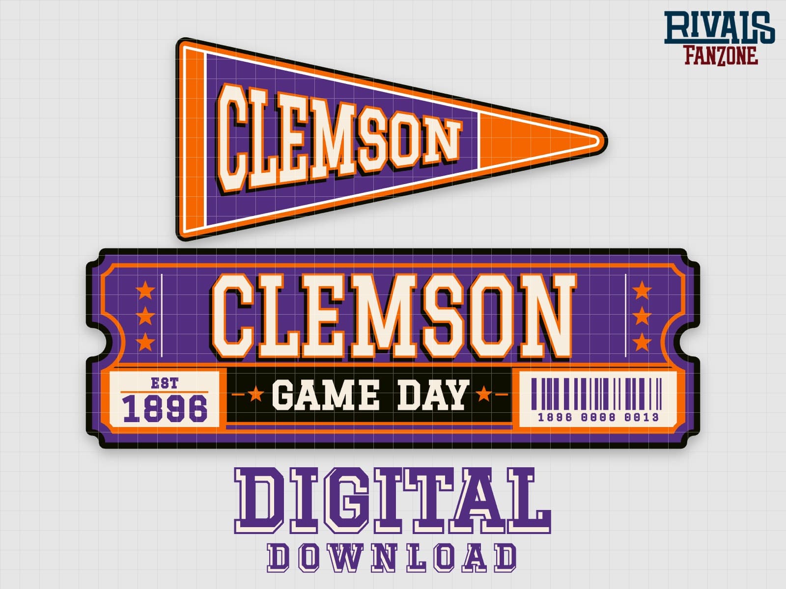 Clemson Pennant & Ticket SVG – Cricut Cut Files — preview 1