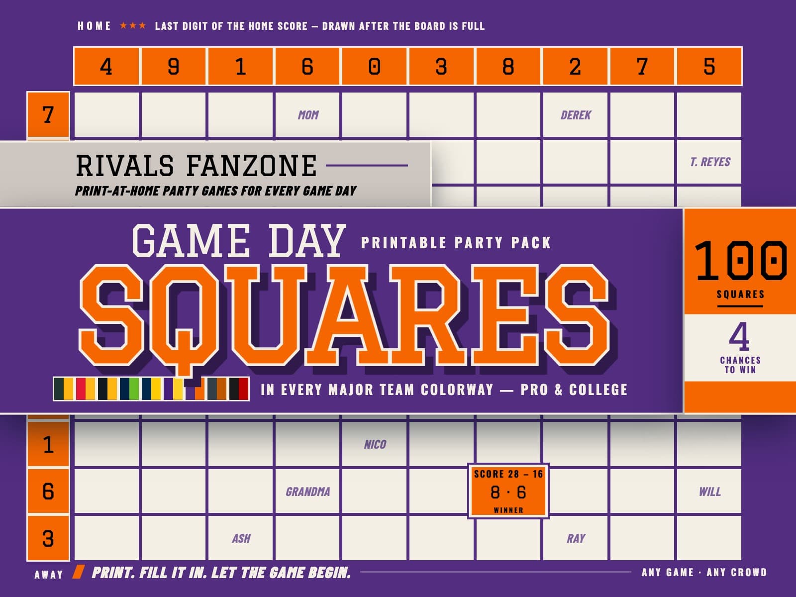 Clemson Football Squares — preview 1