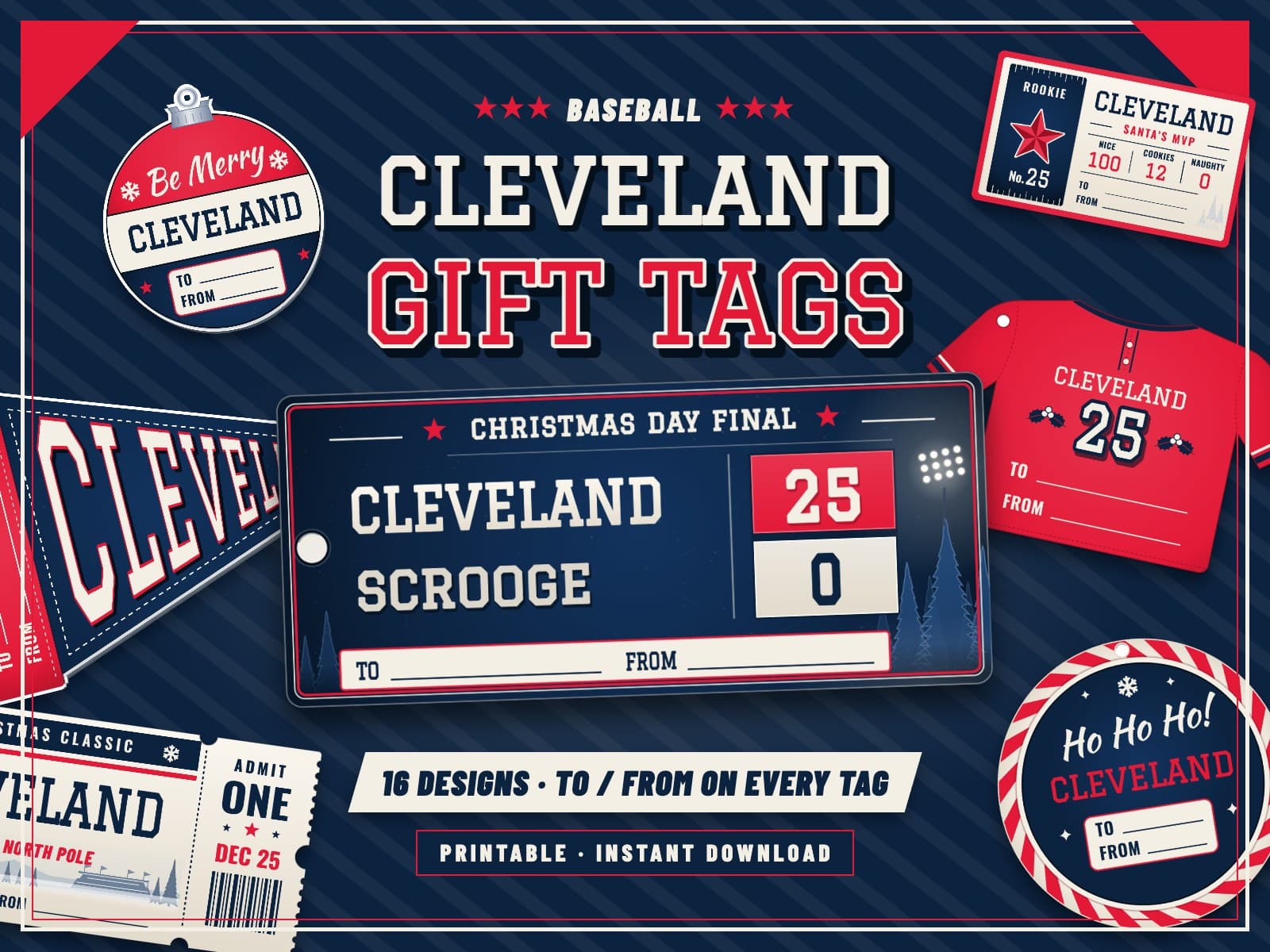 Cleveland Baseball Game Day Gift Tags – 16 Printable Designs — preview 1