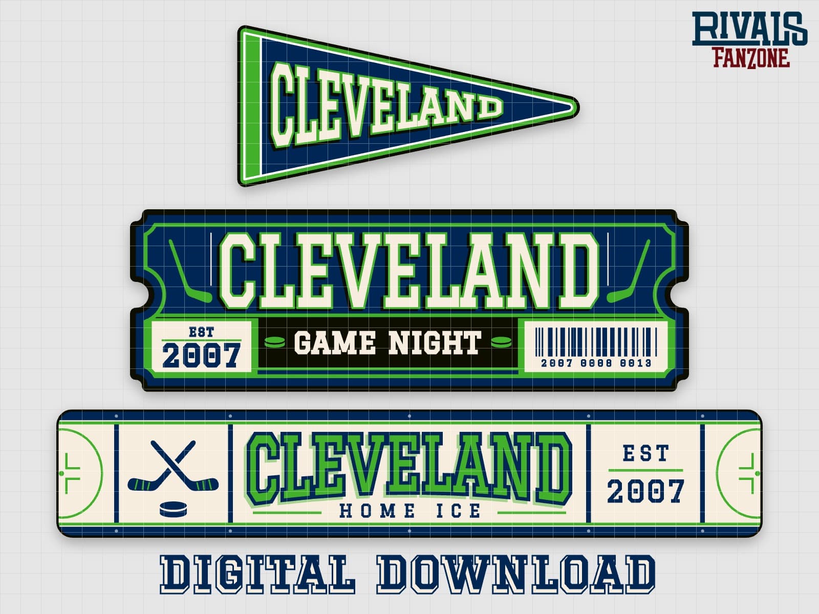 Cleveland Farm Team Hockey Pennant, Ticket & Rink Sign SVG – Cricut Cut Files — preview 1
