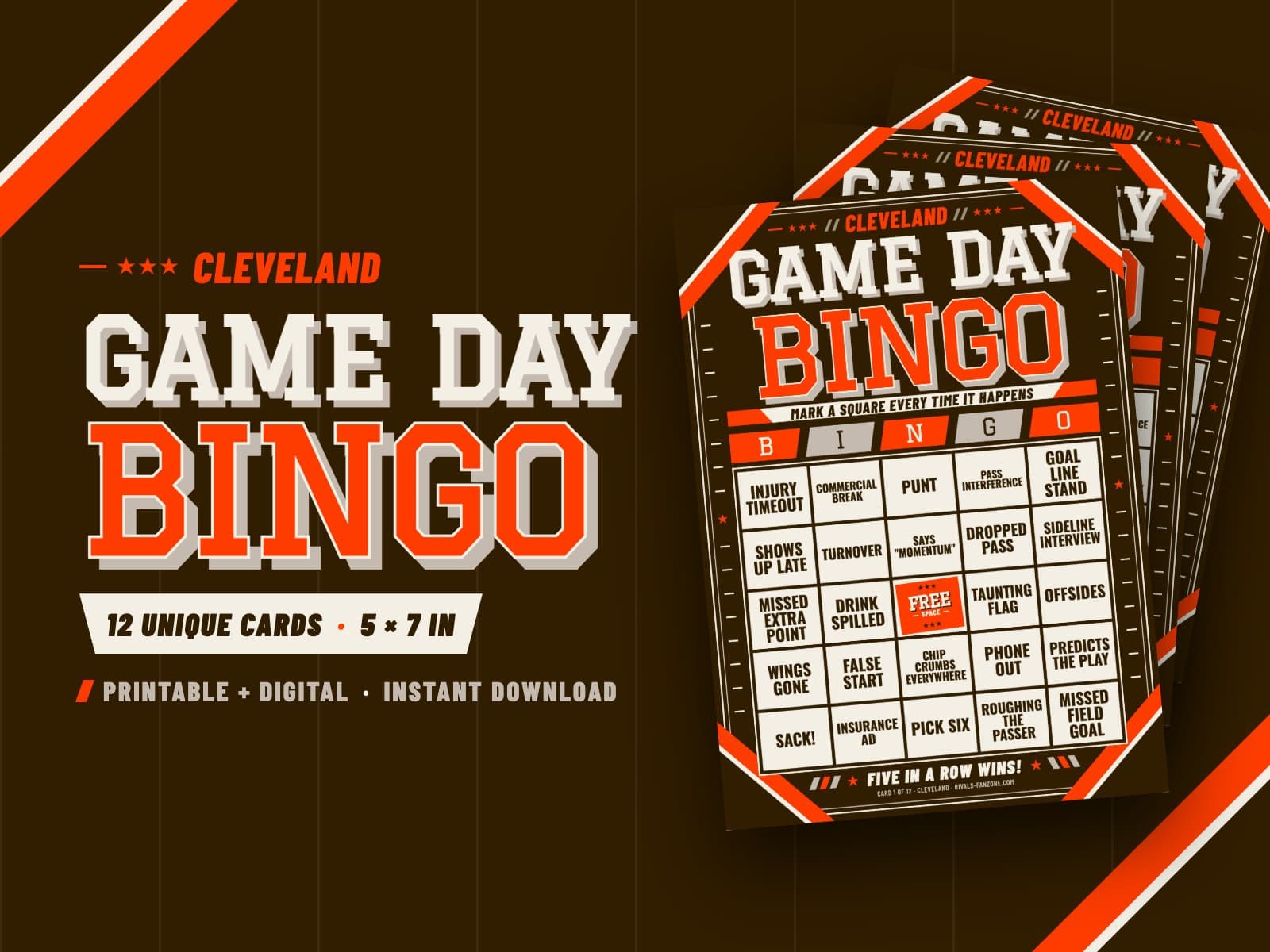 Cleveland Football Bingo – 12 Card Pack — preview 1
