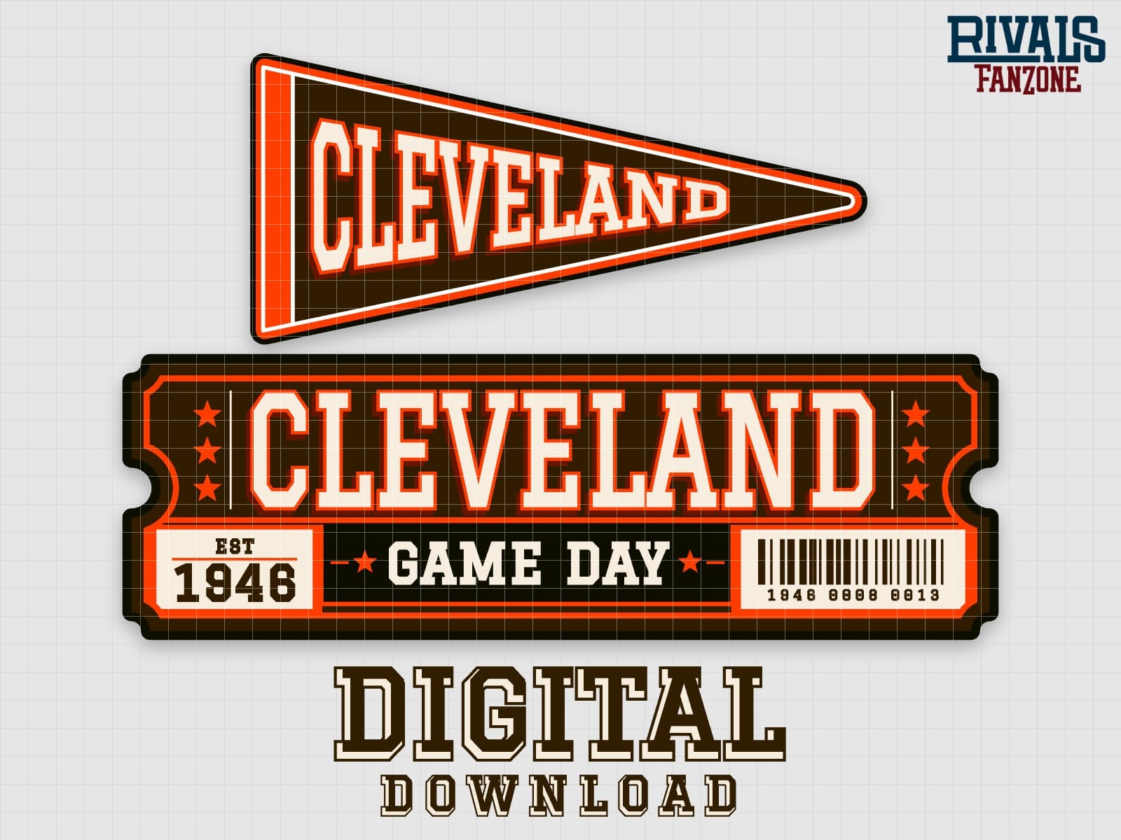 Cleveland Pennant & Ticket SVG – Cricut Cut Files — preview 1