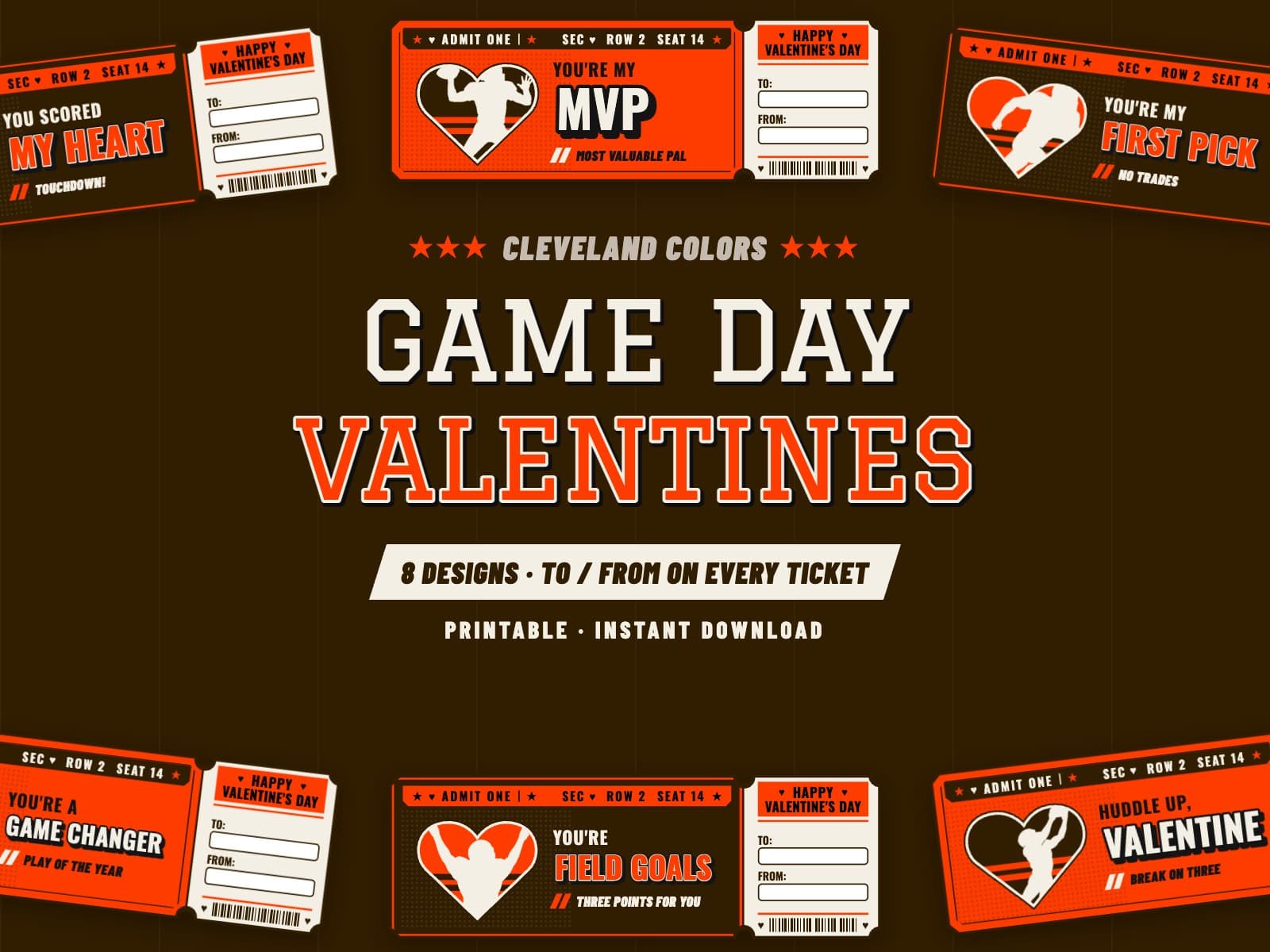 Cleveland Game Day Valentines – 8 Ticket Designs — preview 1