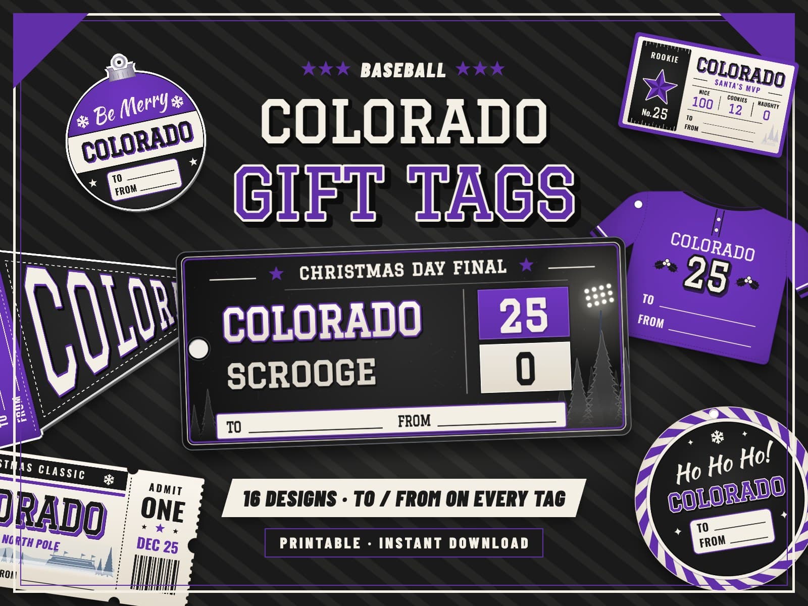 Colorado Baseball Game Day Gift Tags – 16 Printable Designs — preview 1