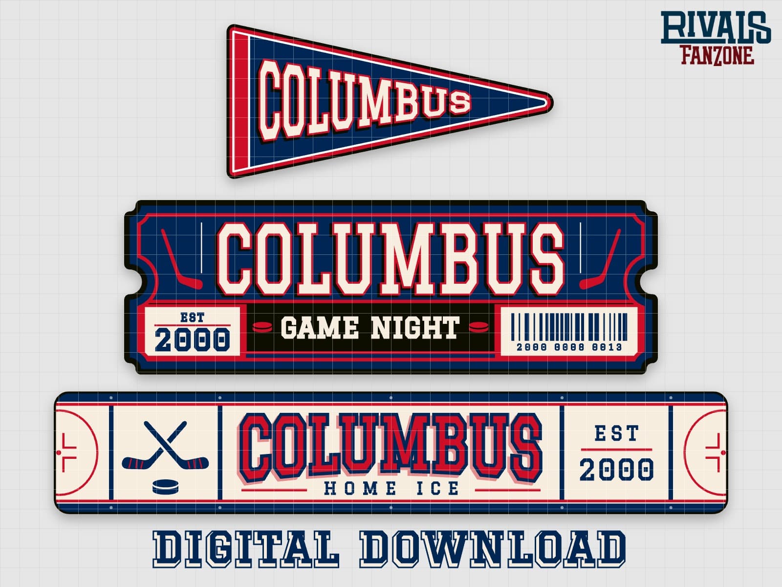 Columbus Hockey Pennant, Ticket & Rink Sign SVG – Cricut Cut Files — preview 1
