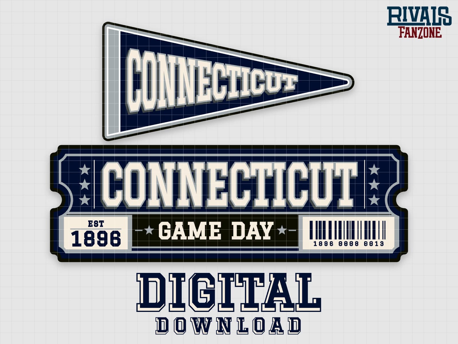 Connecticut Pennant & Ticket SVG – Cricut Cut Files — preview 1