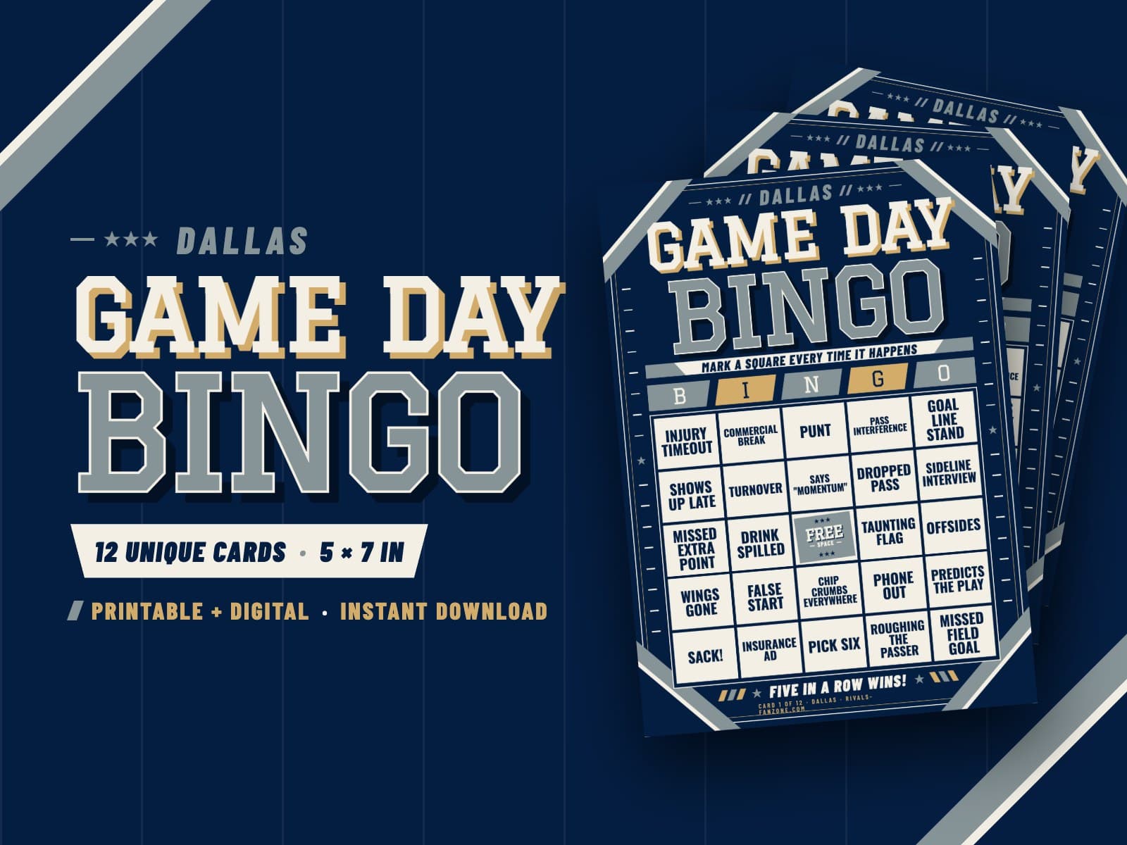 Dallas Game Day Bingo – 12 Card Pack — preview 1