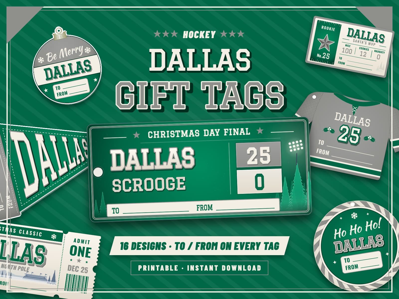 Dallas Hockey Game Day Gift Tags – 16 Printable Designs — preview 1