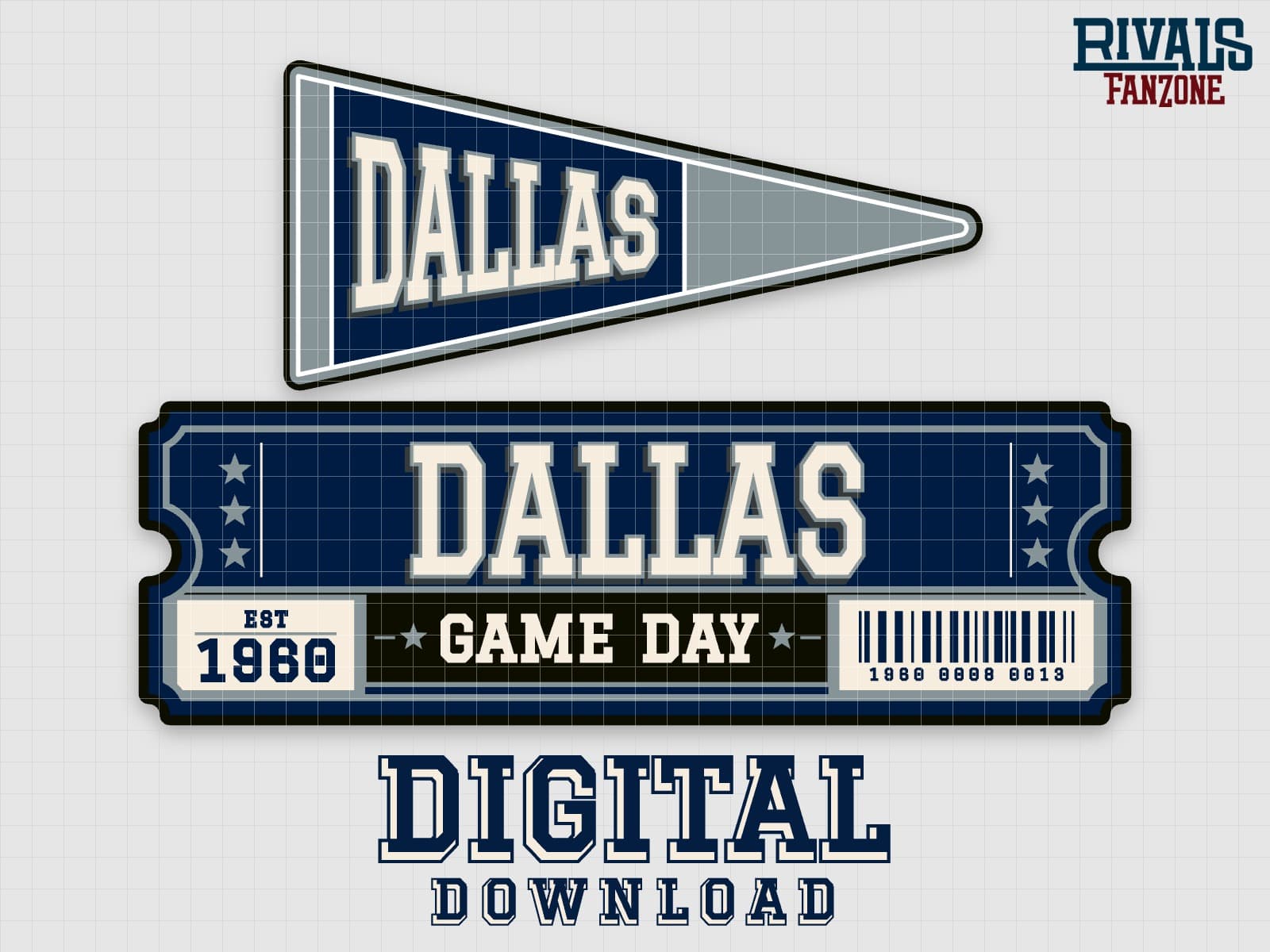 Dallas Pennant & Ticket SVG – Cricut Cut Files — preview 1