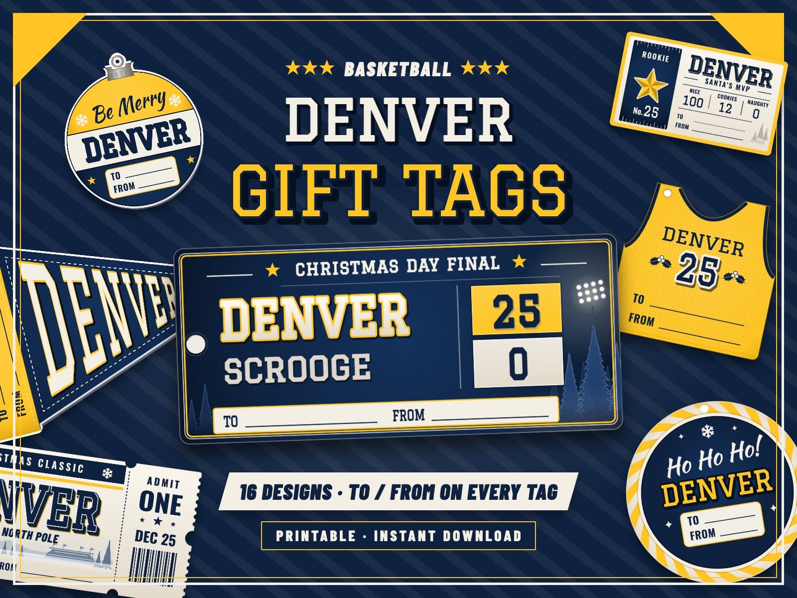 Denver Basketball Game Day Gift Tags – 16 Printable Designs — preview 1