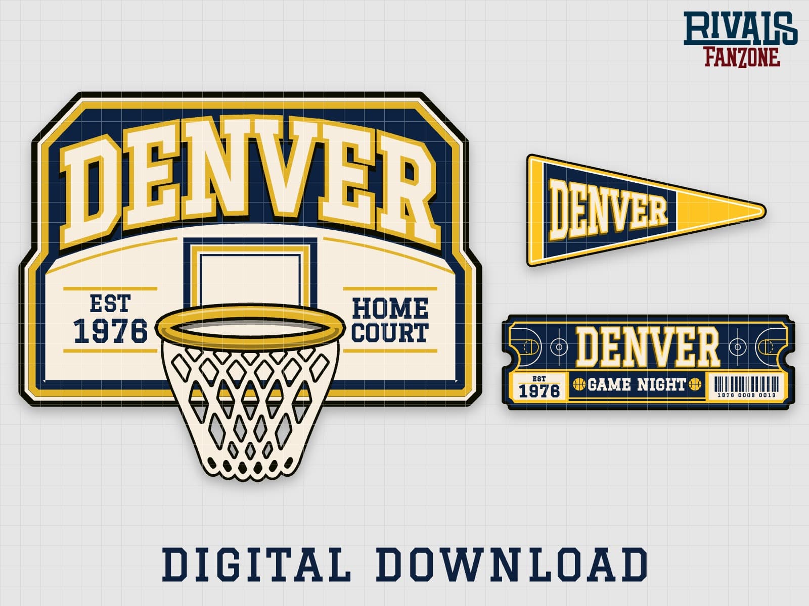 Denver Basketball Pennant, Ticket & Backboard Sign SVG – Cricut Cut Files — preview 1