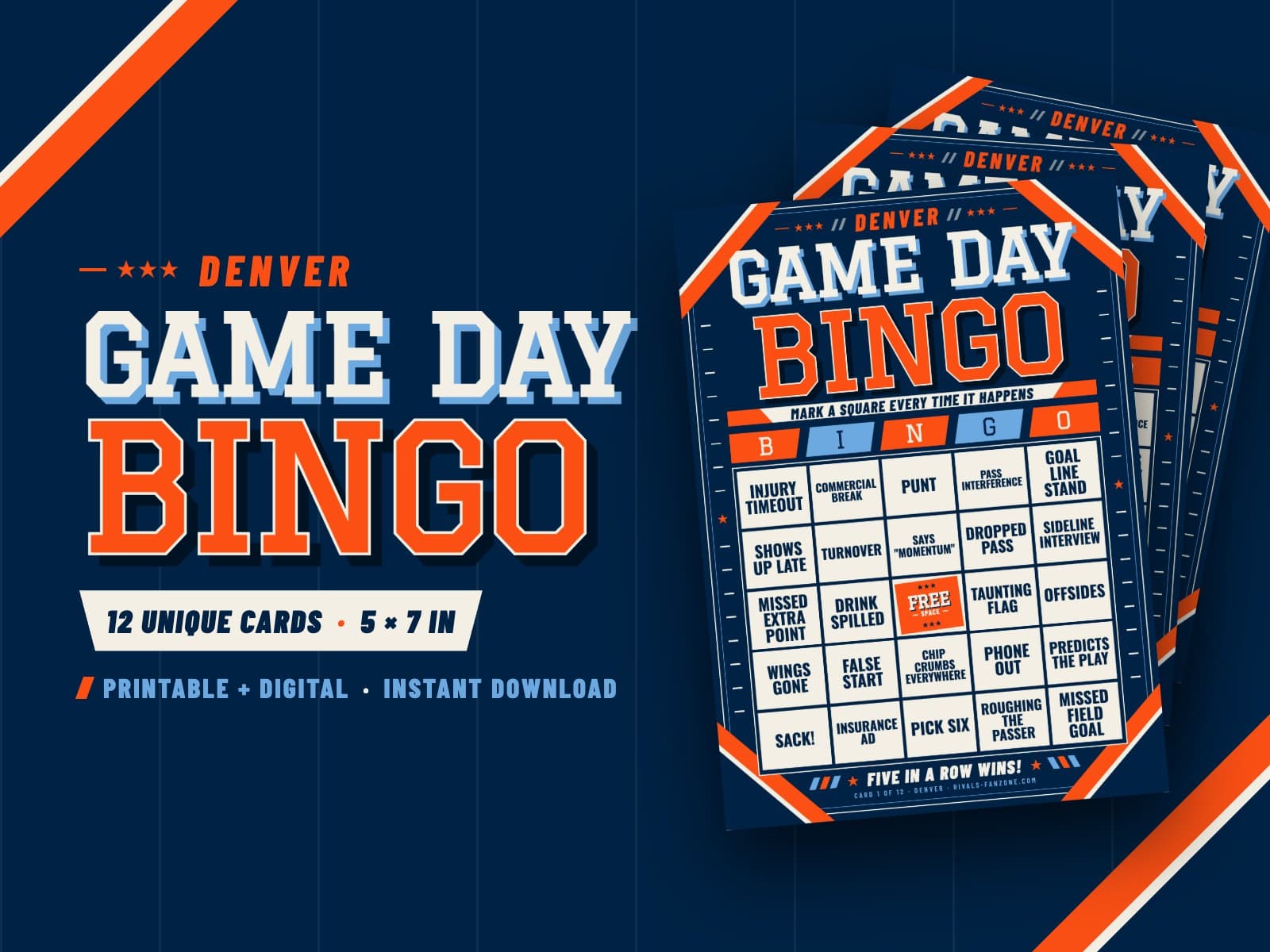 Denver Game Day Bingo – 12 Card Pack — preview 1